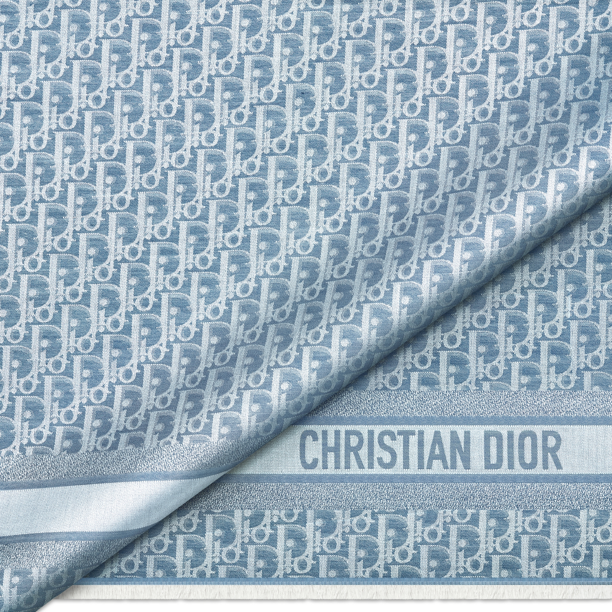 Dior Oblique Shawl Blue Silk, Wool and Cashmere | DIOR