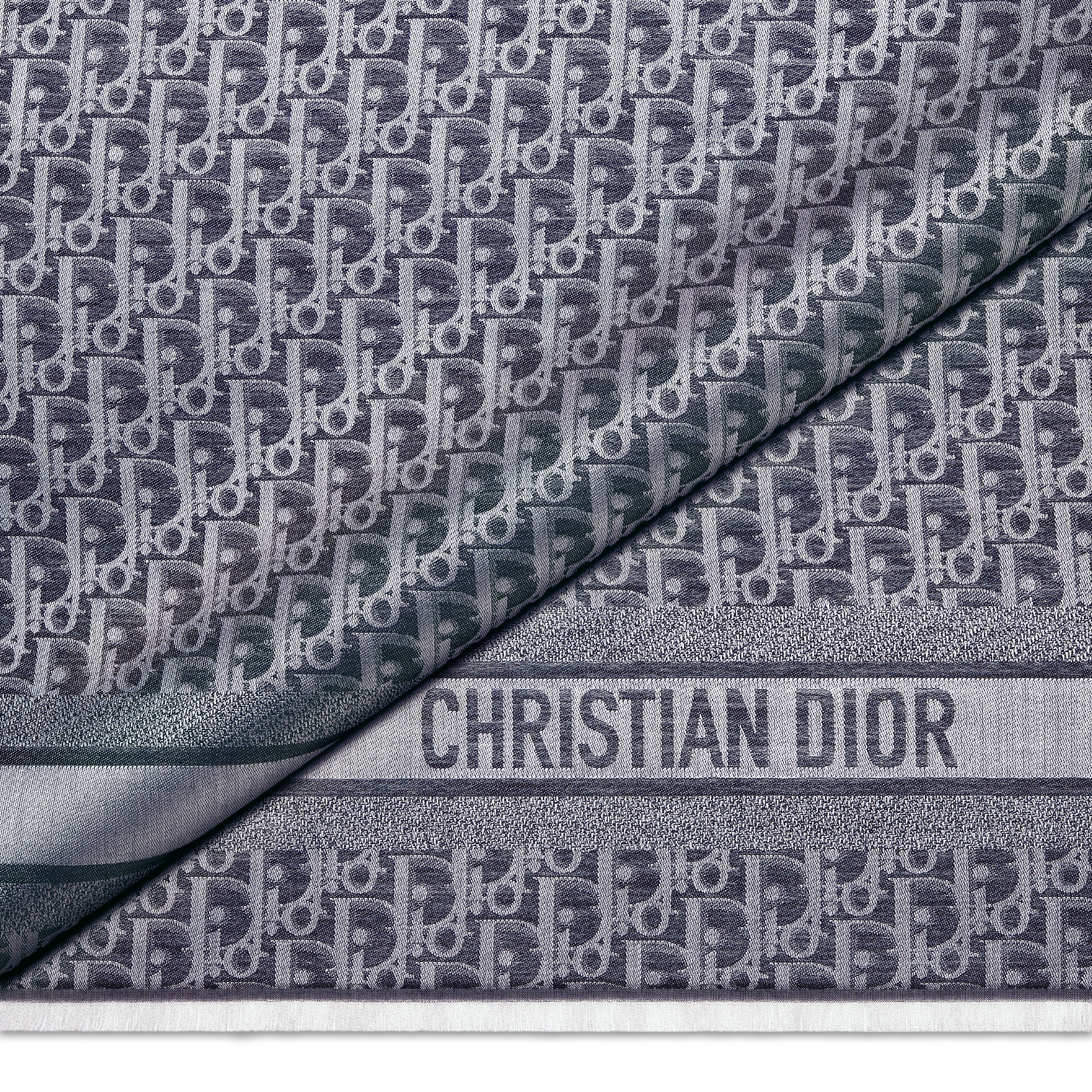 Dior Oblique Shawl Navy Blue Silk, Wool and Cashmere E09