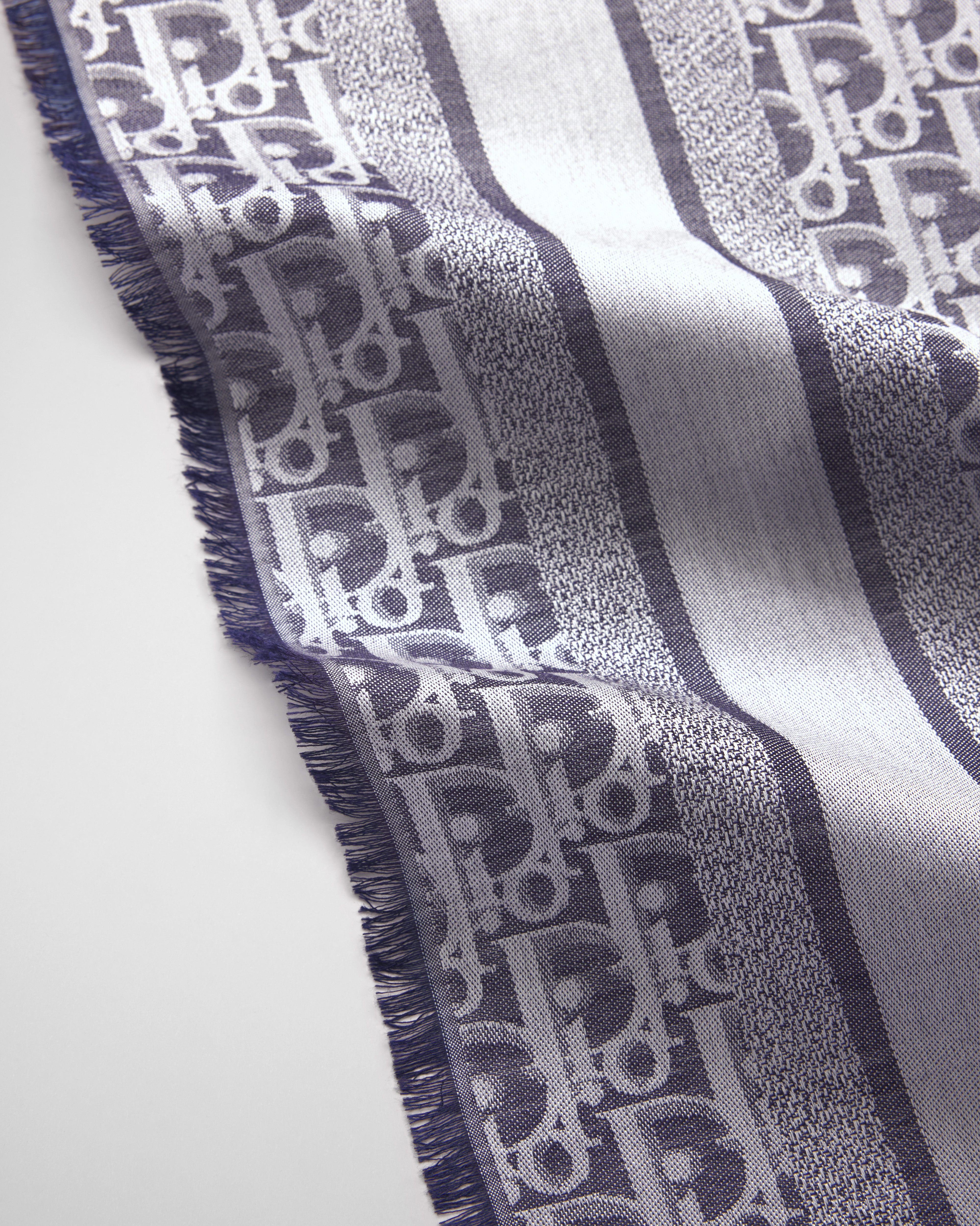 Dior Oblique Shawl Navy Blue Silk, Wool and Cashmere E10