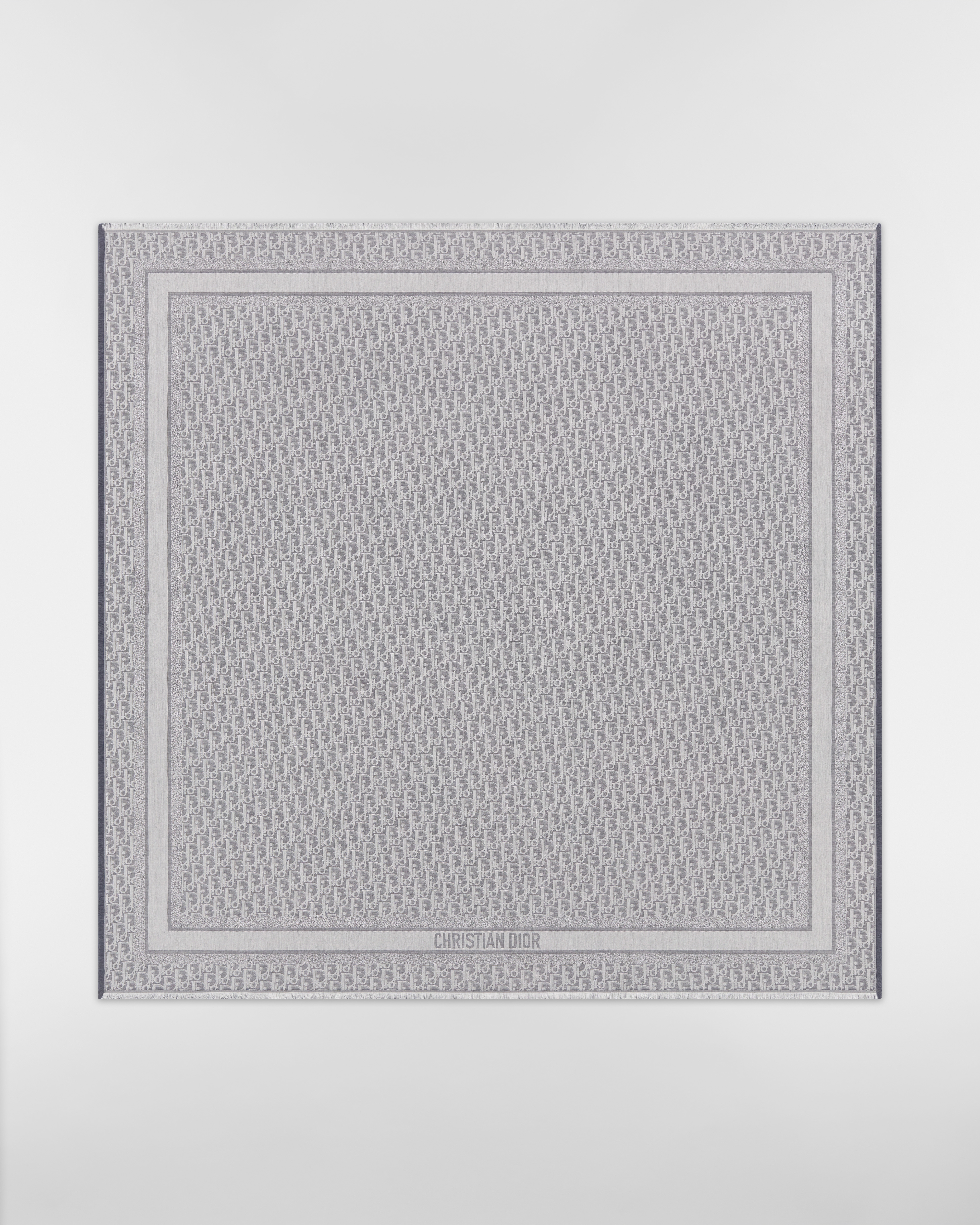 Dior Oblique Shawl Gray Silk, Wool and Cashmere E01