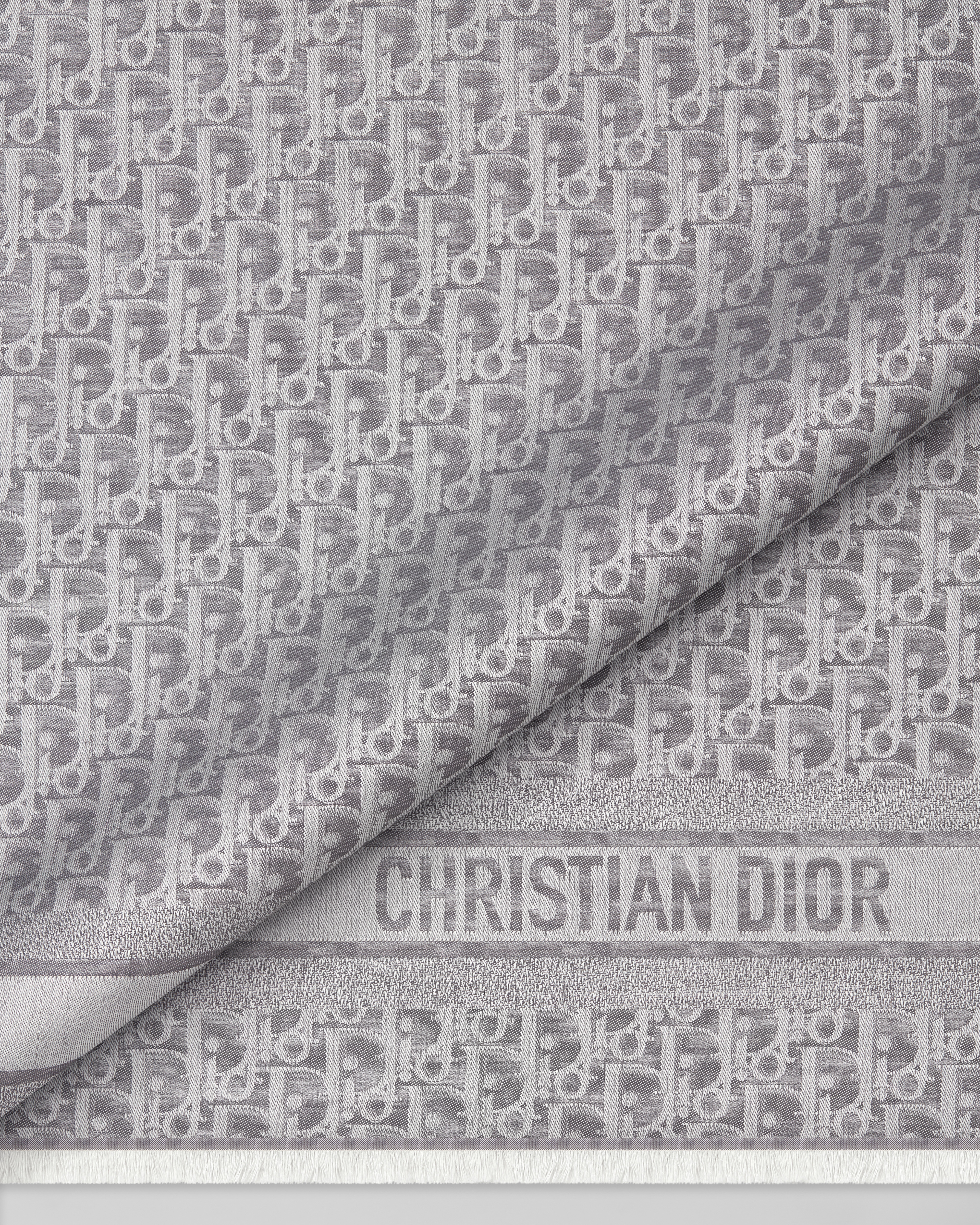 Dior Oblique Shawl Gray Silk, Wool and Cashmere E09