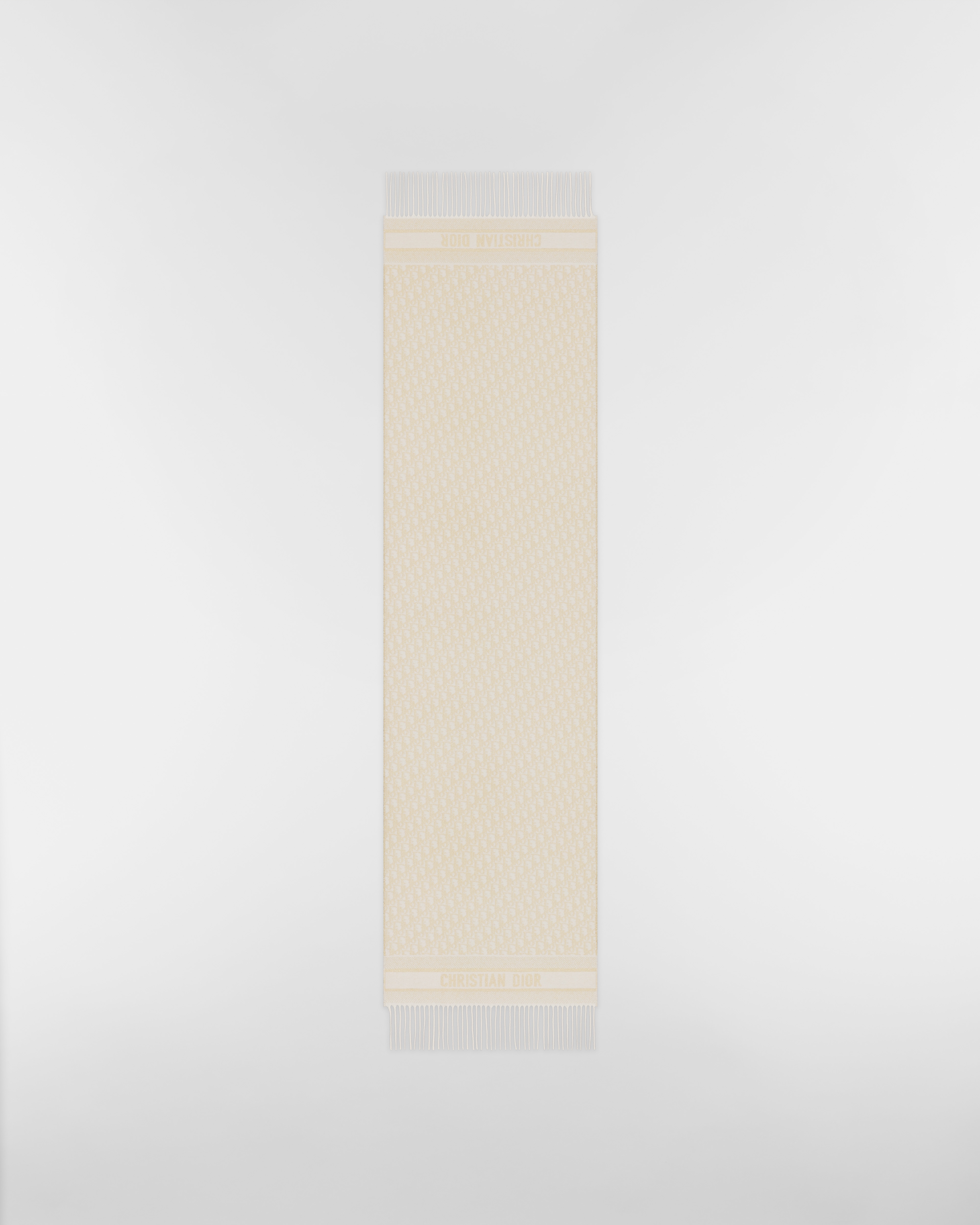 Dior Oblique Scarf Ecru Cashmere Blend and Gold-Tone Metallic Thread E07