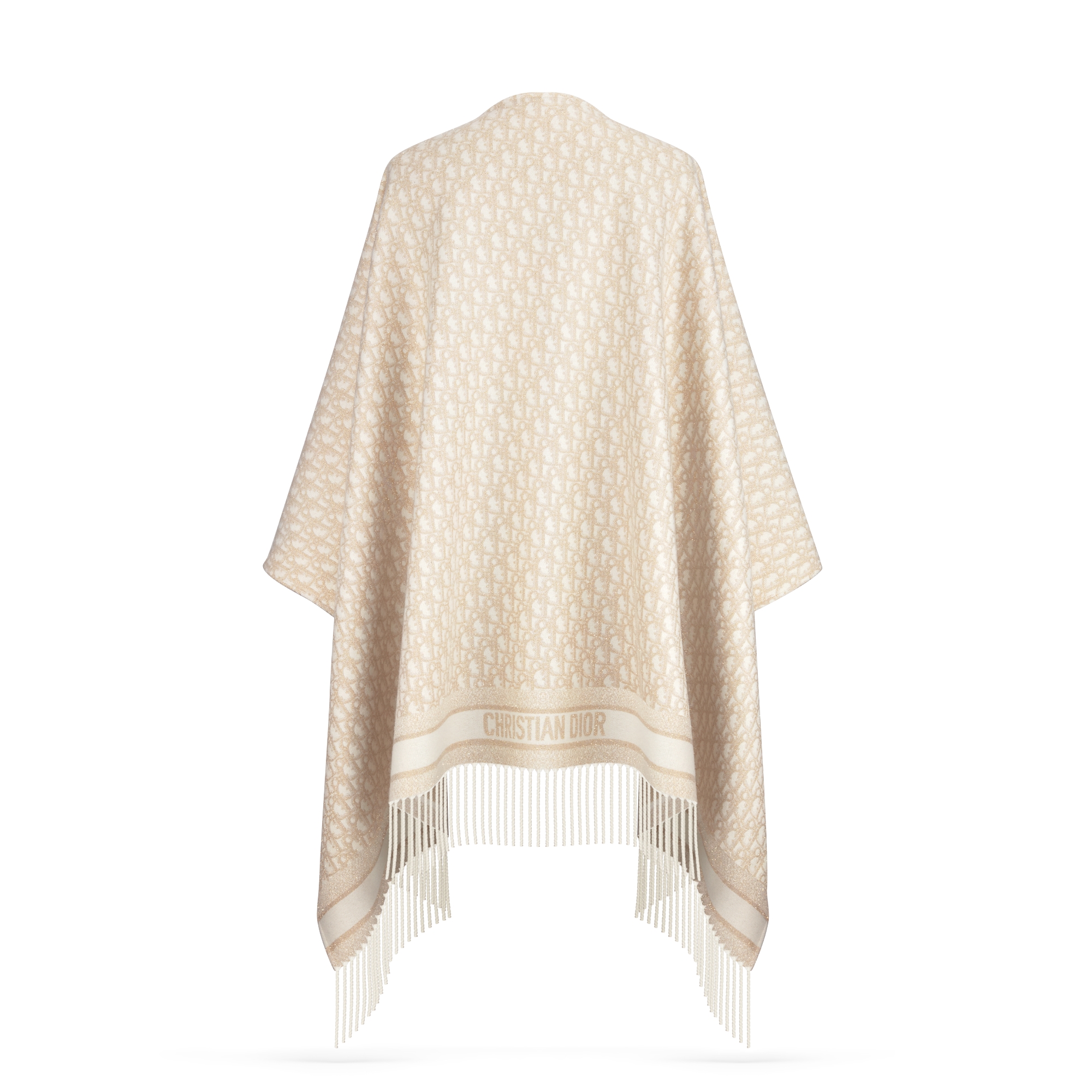 Dior Oblique 판초 골드 톤 캐시미어 블렌드 E08