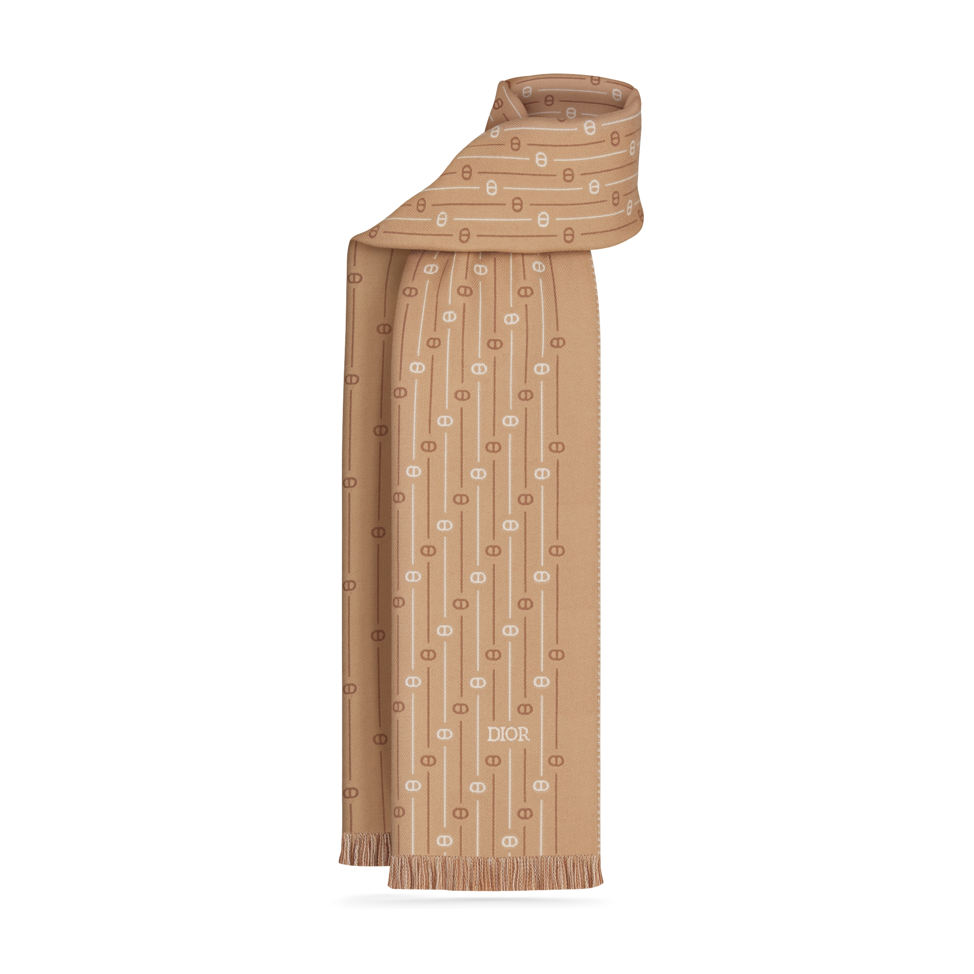 CD Icon Striped Scarf Deep Beige Wool E01