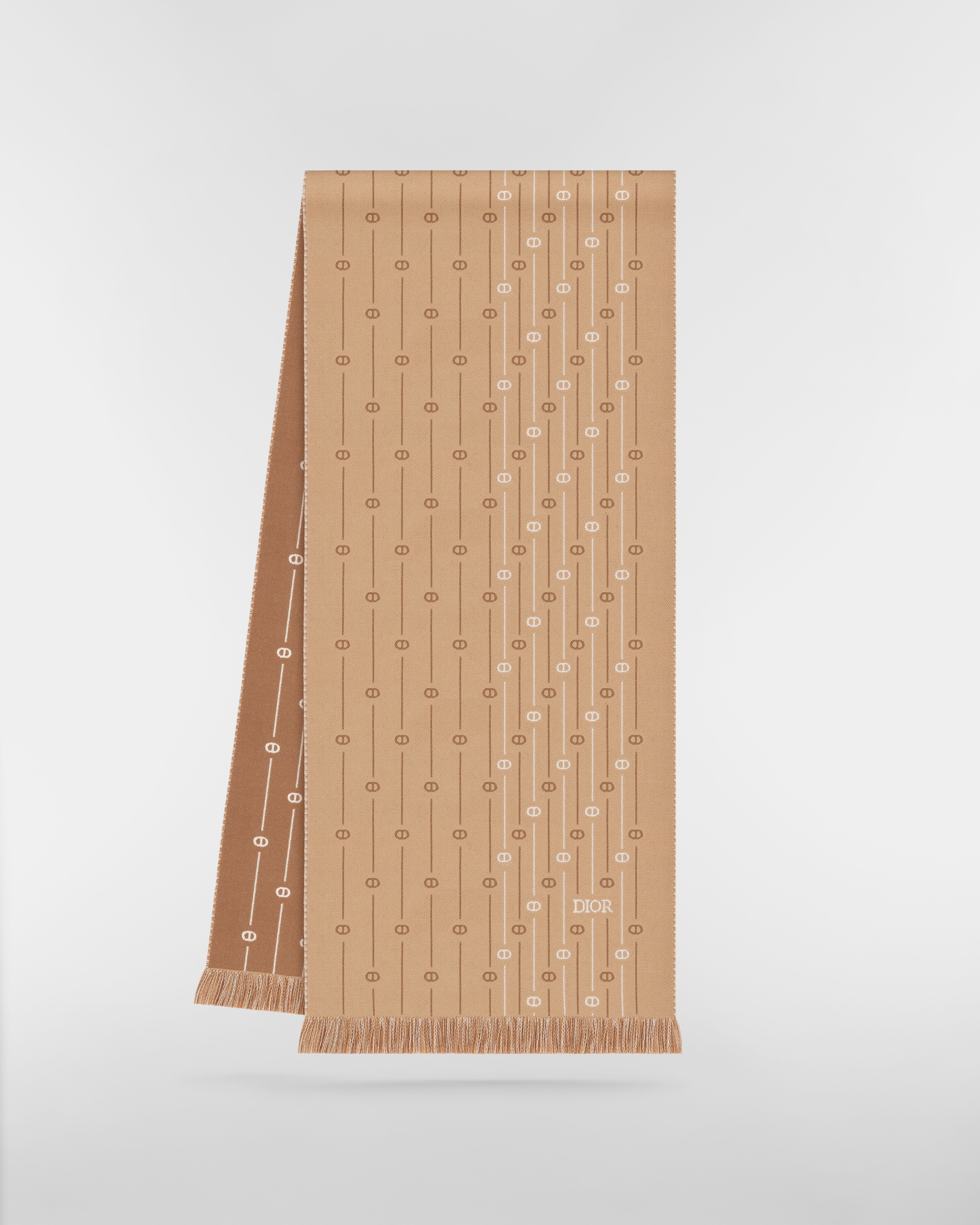 CD Icon Striped Scarf Deep Beige Wool E03