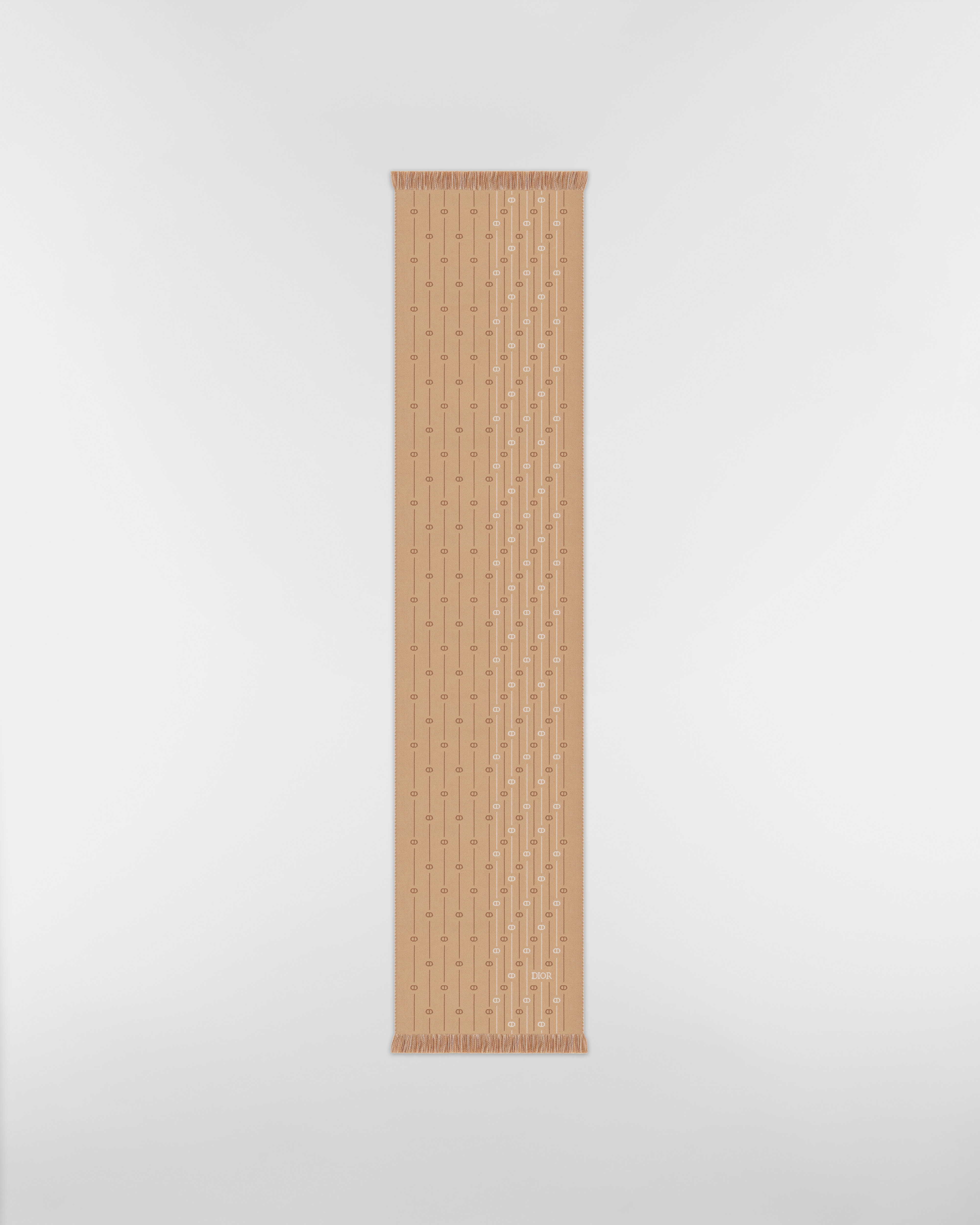 CD Icon Striped Scarf Deep Beige Wool E07