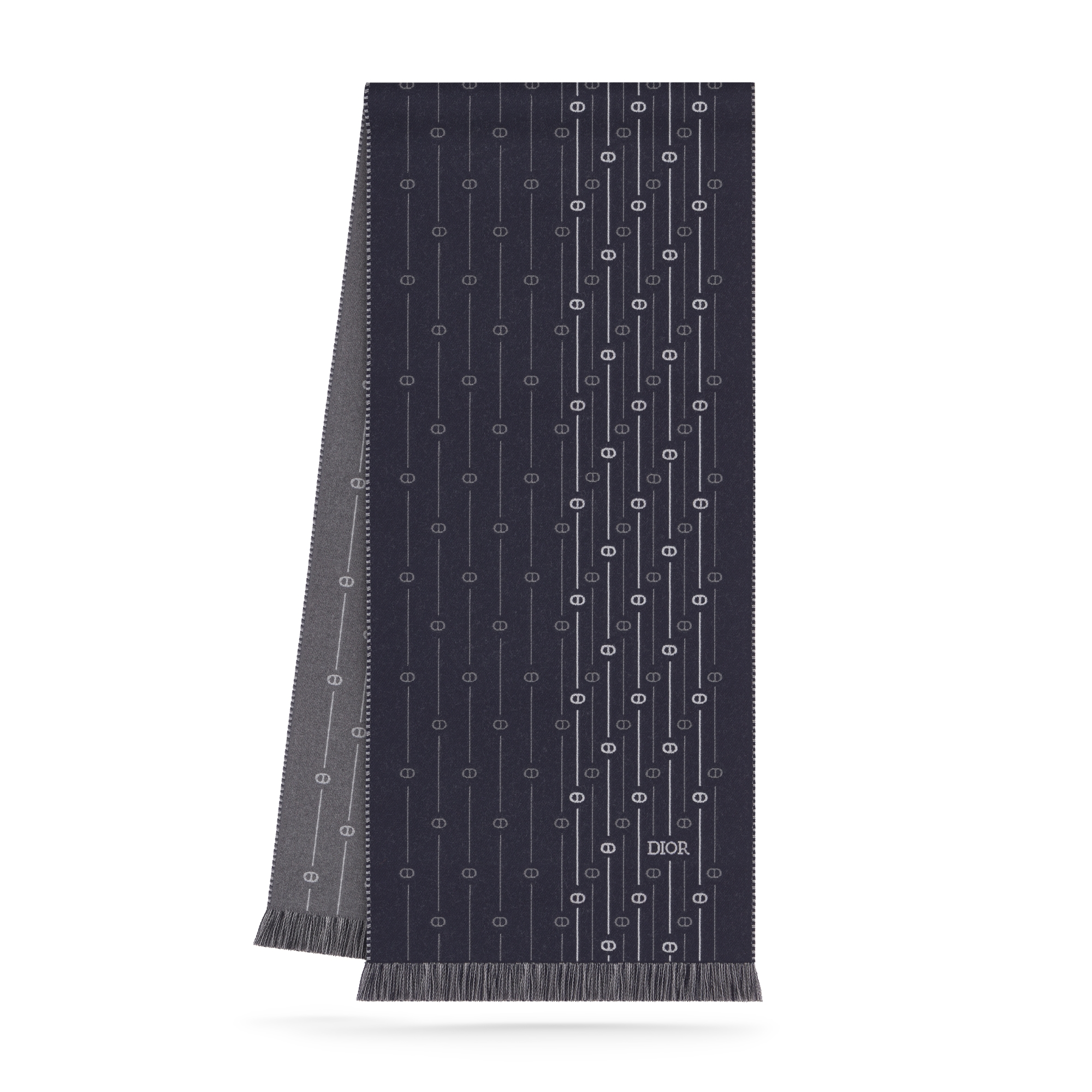 CD Icon Striped Scarf Deep Blue Wool E03