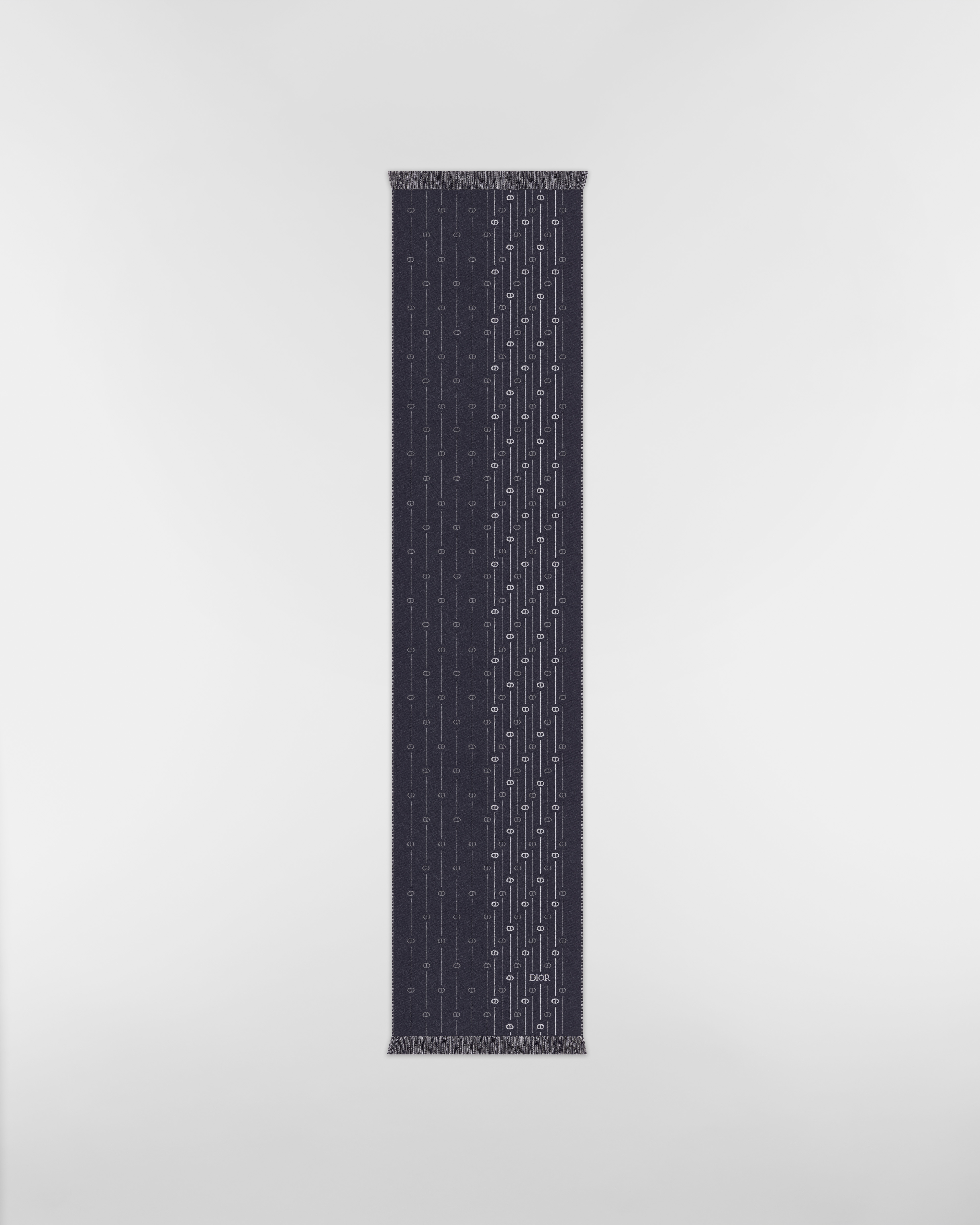 CD Icon Striped Scarf Deep Blue Wool E07