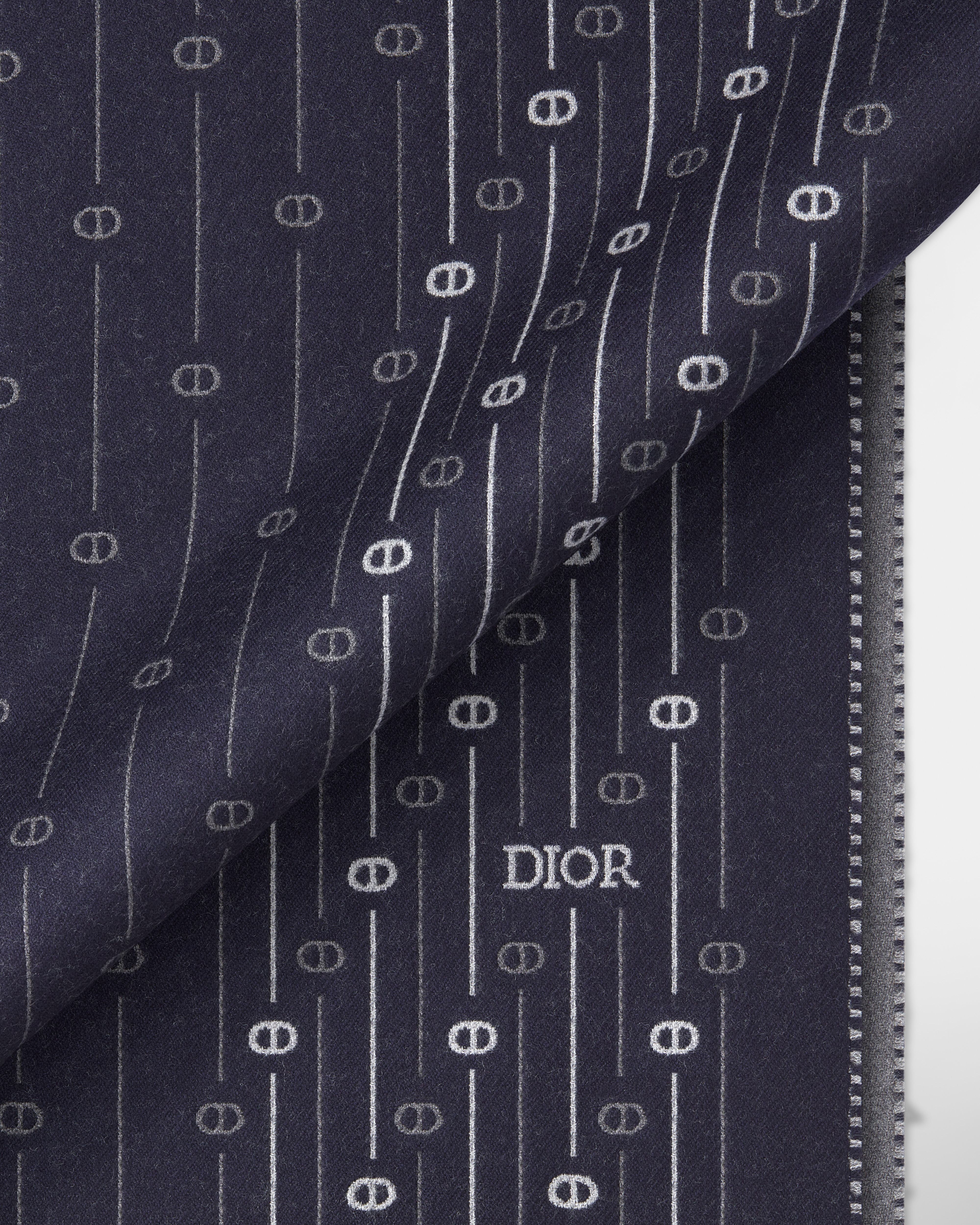 CD Icon 스트라이프 스카프 딥 블루 울 E09