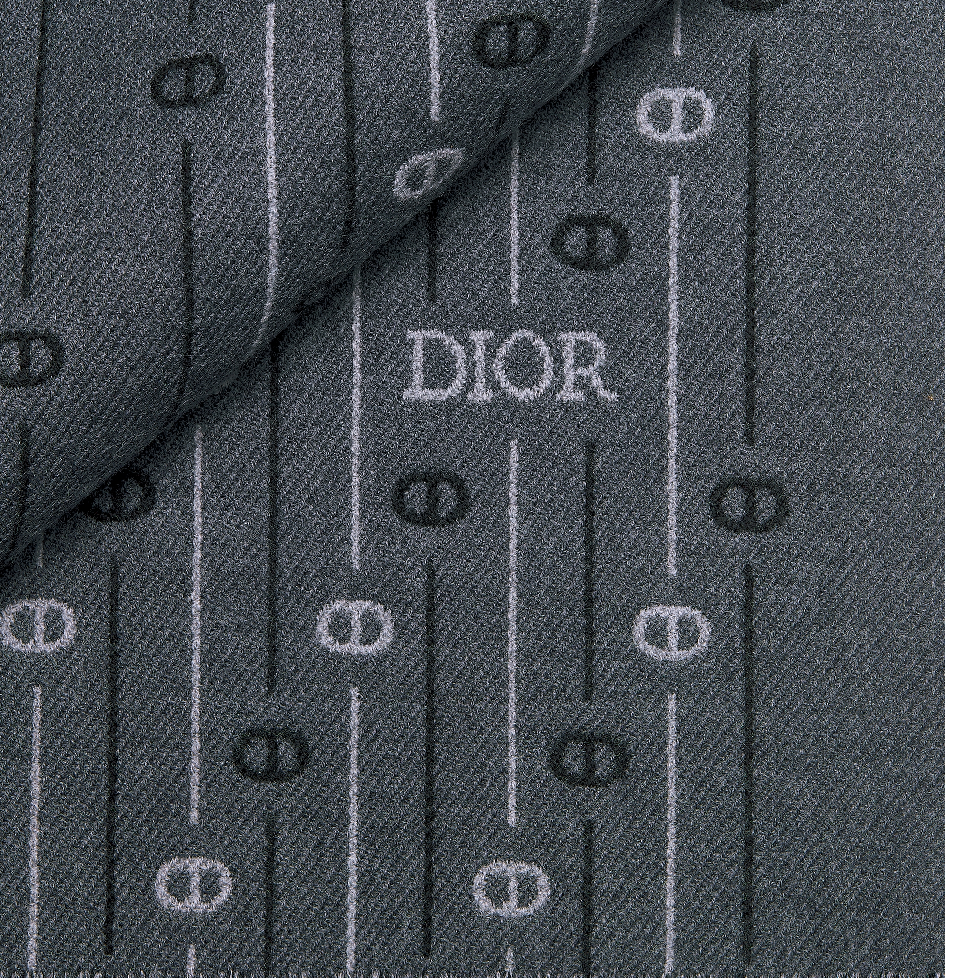 CD Icon Striped Scarf Anthracite Gray Wool E09