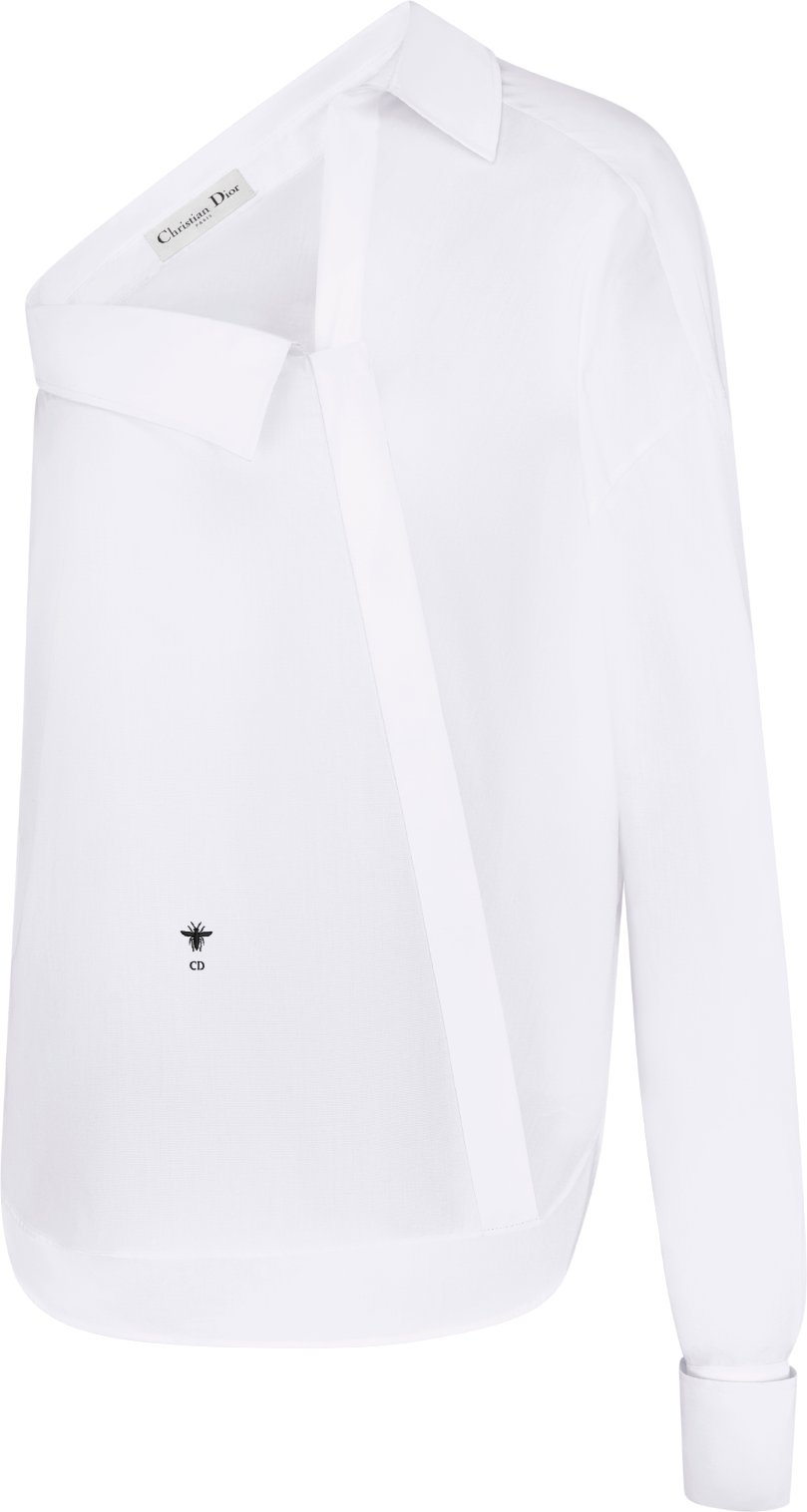 Asymmetric Shirt White Cotton Poplin | DIOR