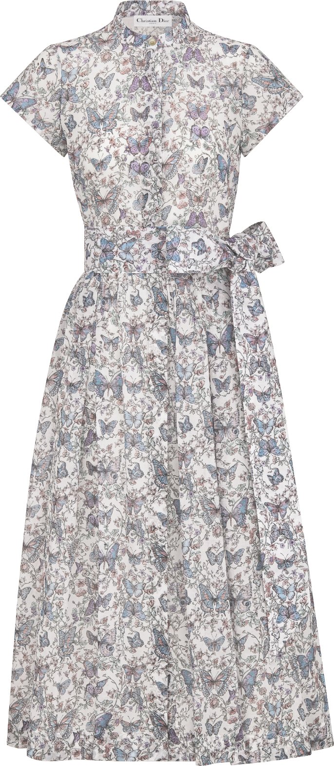 Mid-Length Dress with Tied Belt Front view Front view