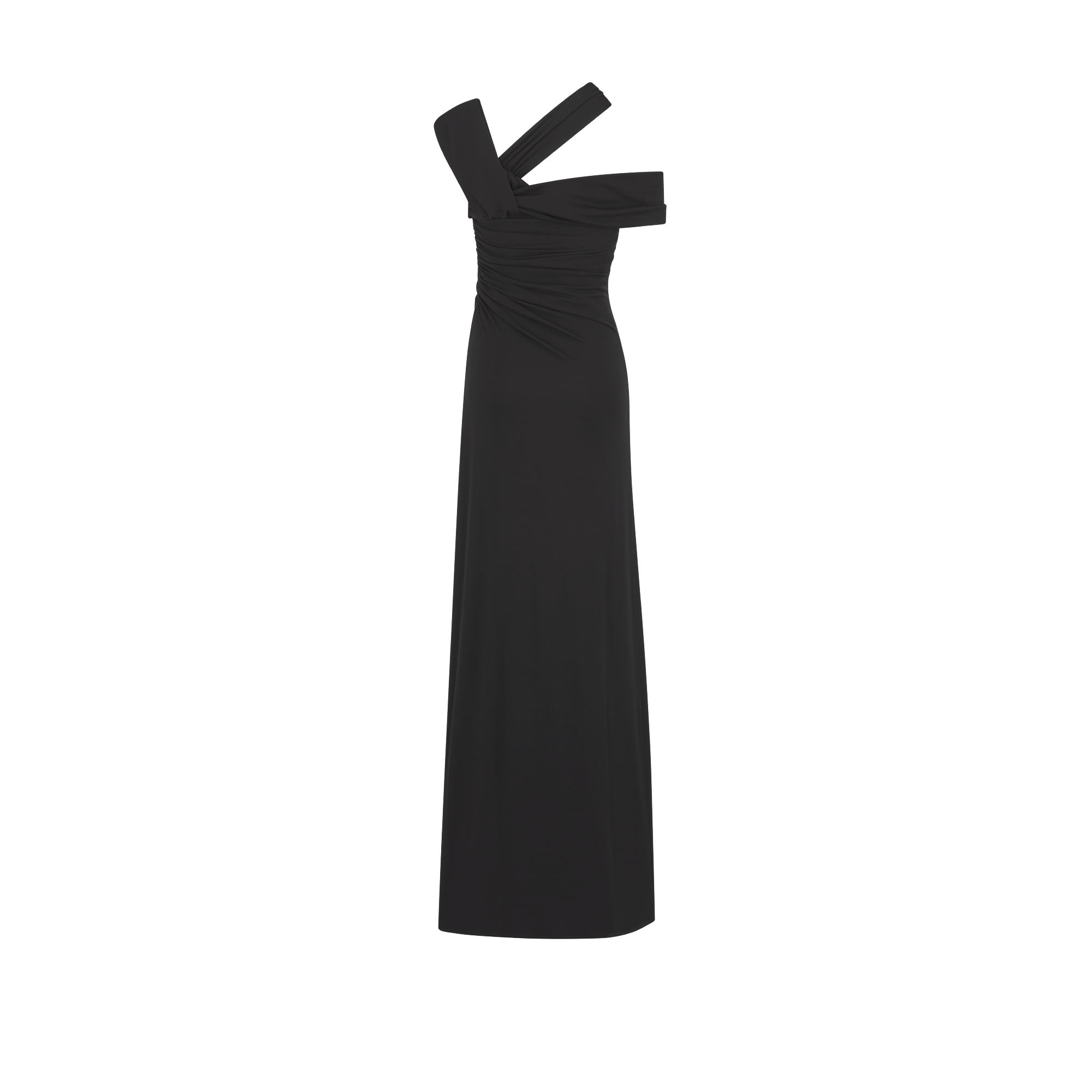 Long Draped Dress Black Technical Jersey E08