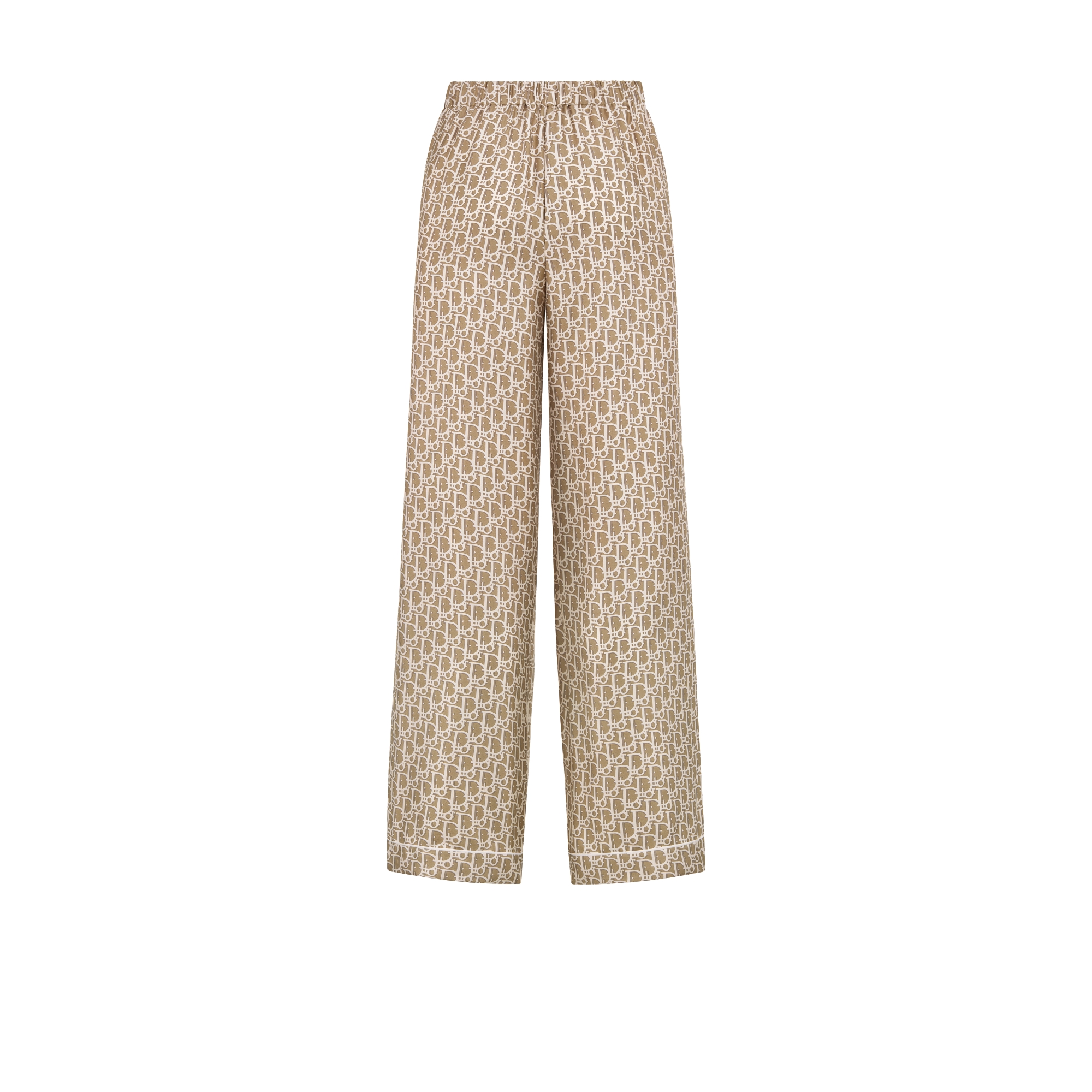 Pants Beige Lightweight Silk Twill with Dior Oblique Motif E08
