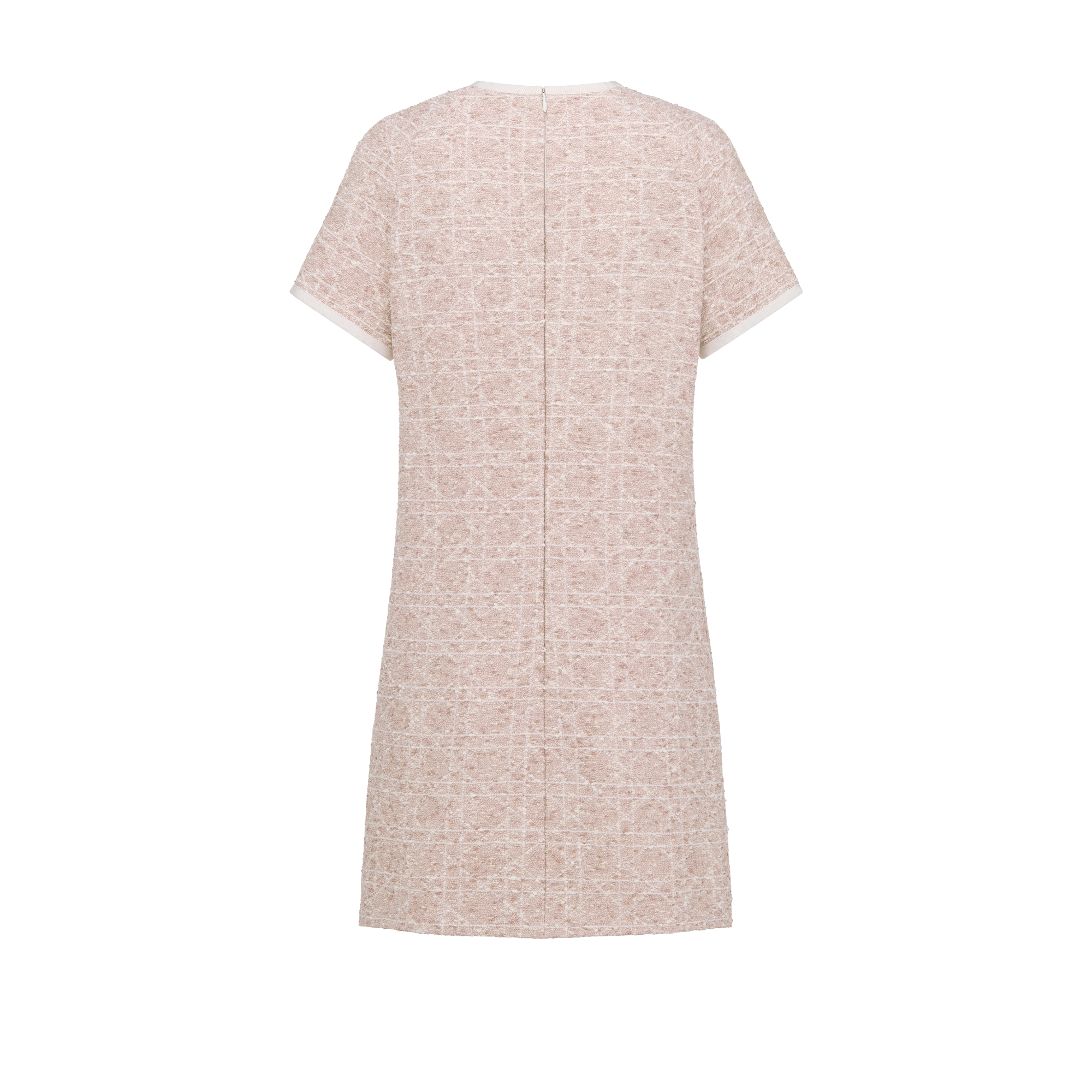 Robe courte Macrocannage Tweed de coton mélangé rose pêche E08