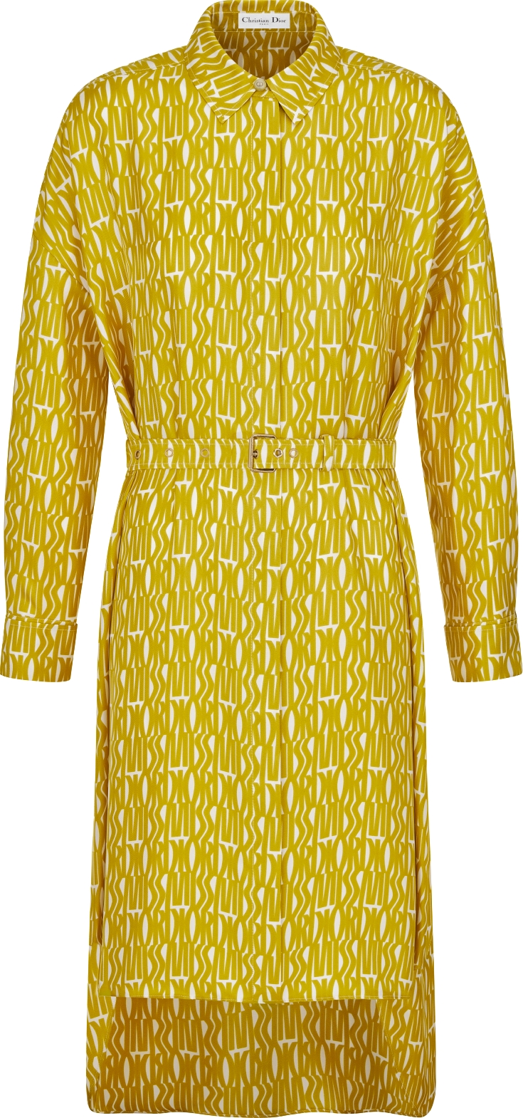 Miss Dior Belted Shirtdress White Silk Twill with Yellow Miss Dior ...