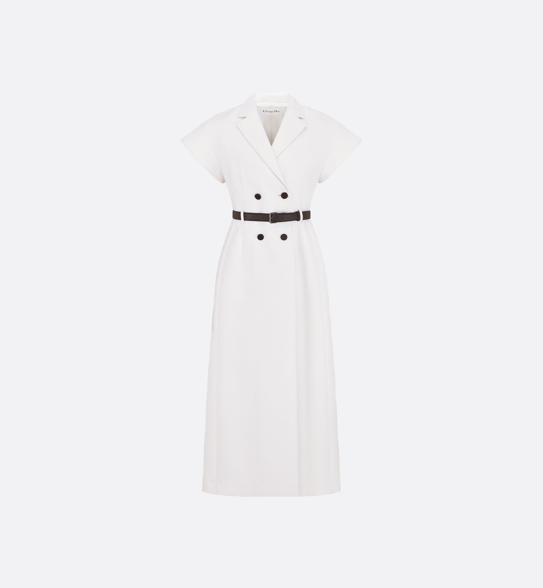 DIOR | ベルト付き ミディドレス バージンウール & シルク グレ DIOR | ベルト付き ミディドレス バージンウール & シルク グレ