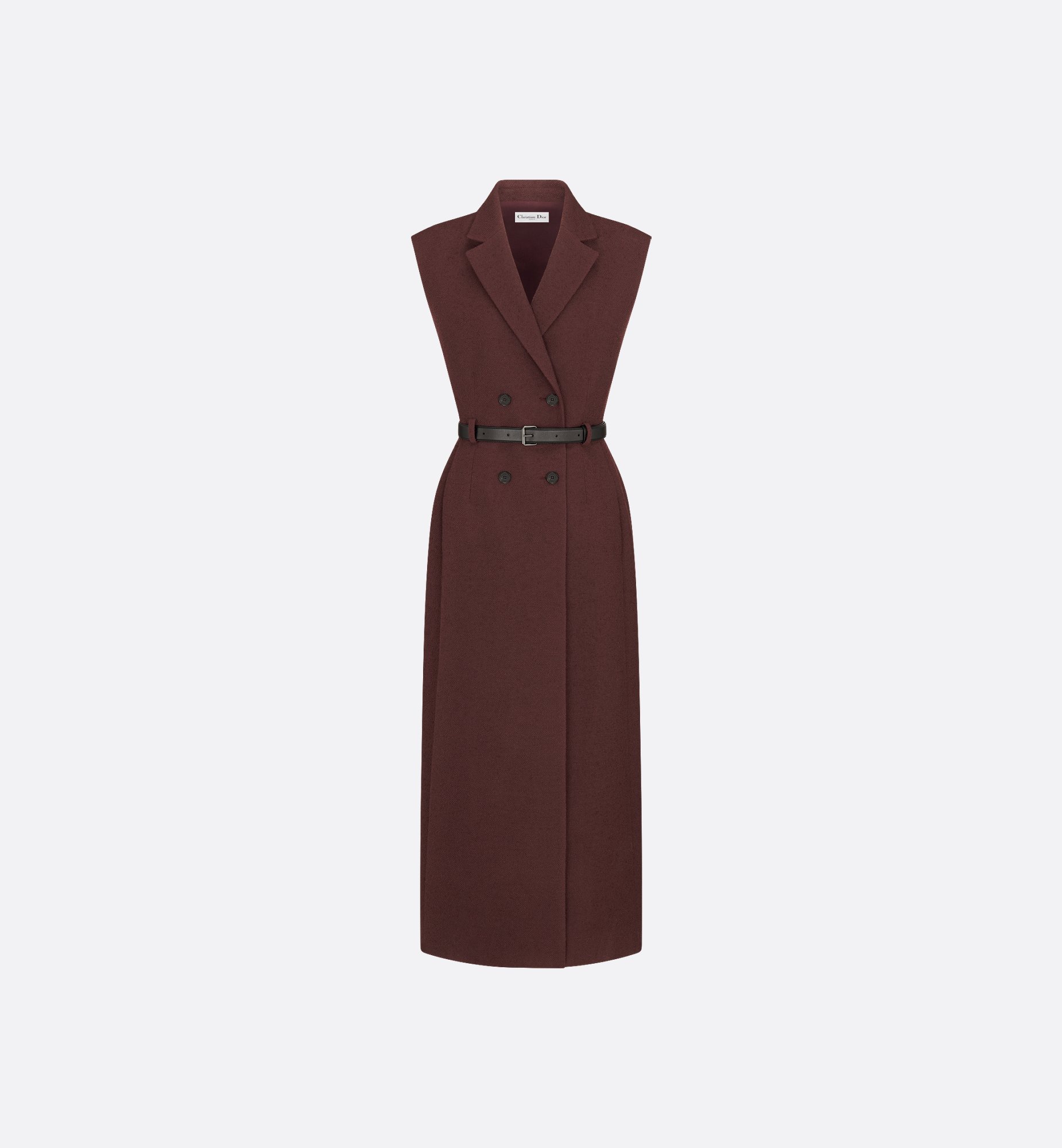 Mid-Length Belted Dress Plum Wool and Silk Shantung | DIOR Mid-Length Belted Dress Plum Wool and Silk Shantung | DIOR