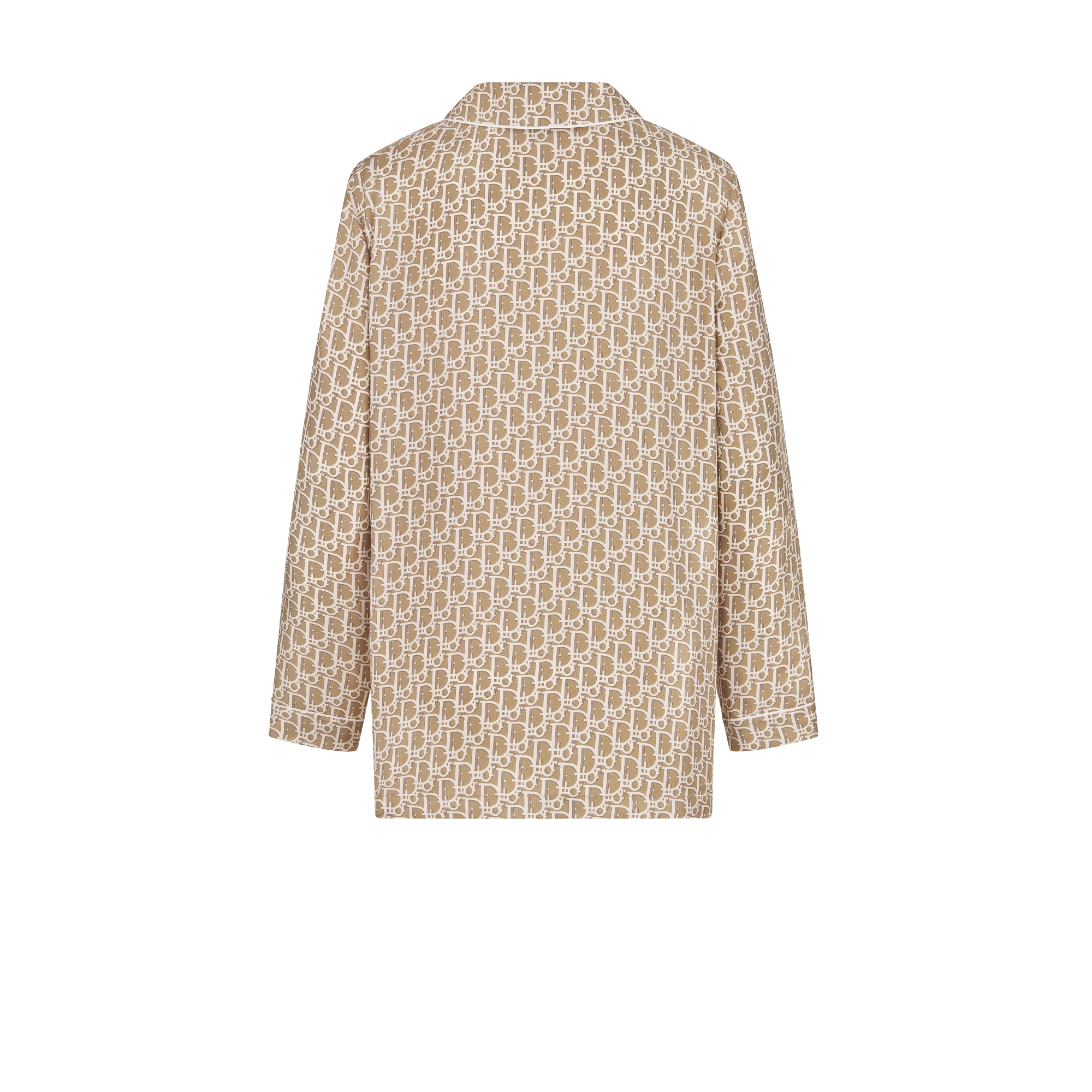 Shirt Beige lichte zijden keperstof met Dior Oblique-motief E08