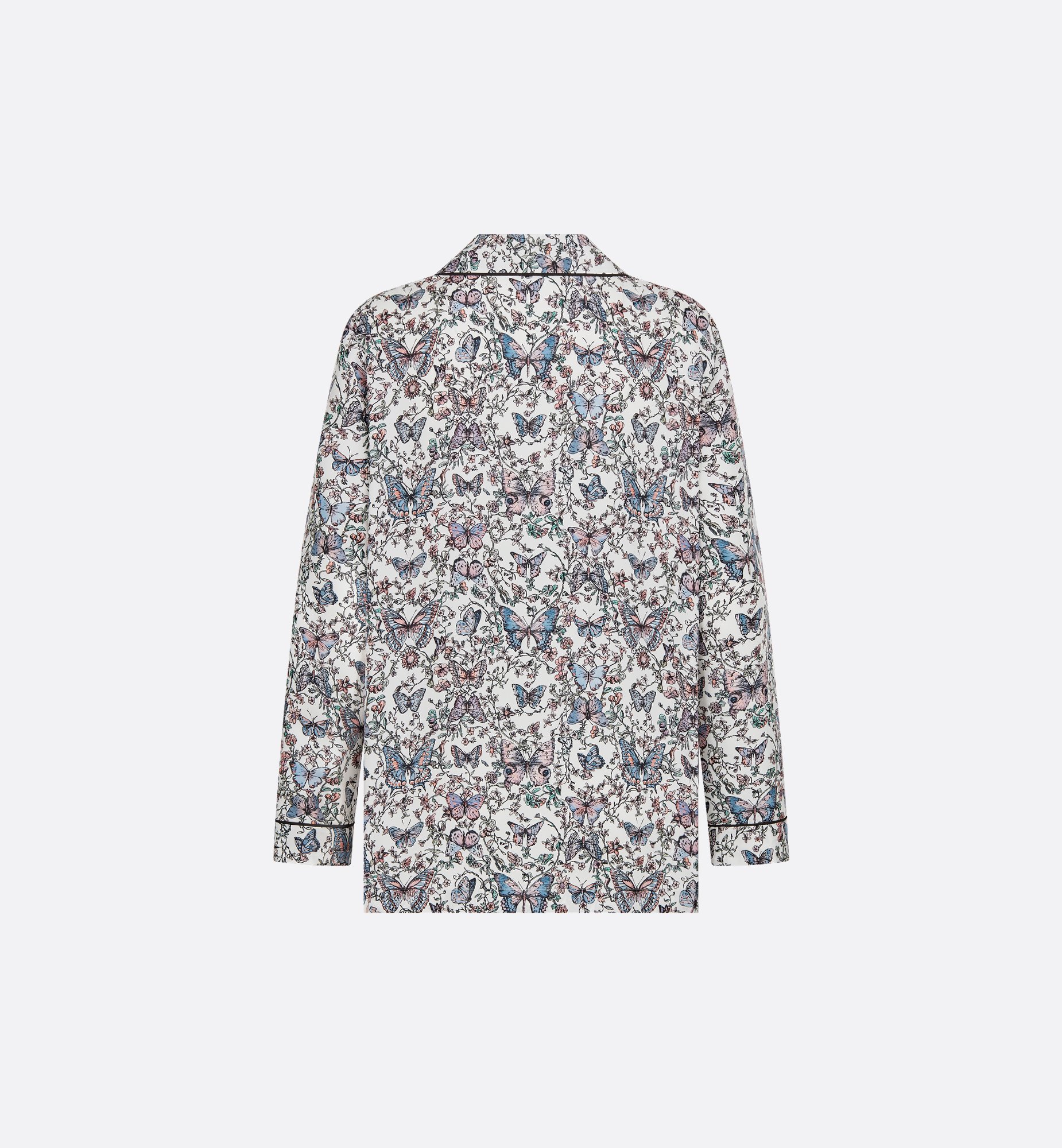 Shirt White Lightweight Silk Twill with Multicolor Toile de Shirt White Lightweight Silk Twill with Multicolor Toile de
