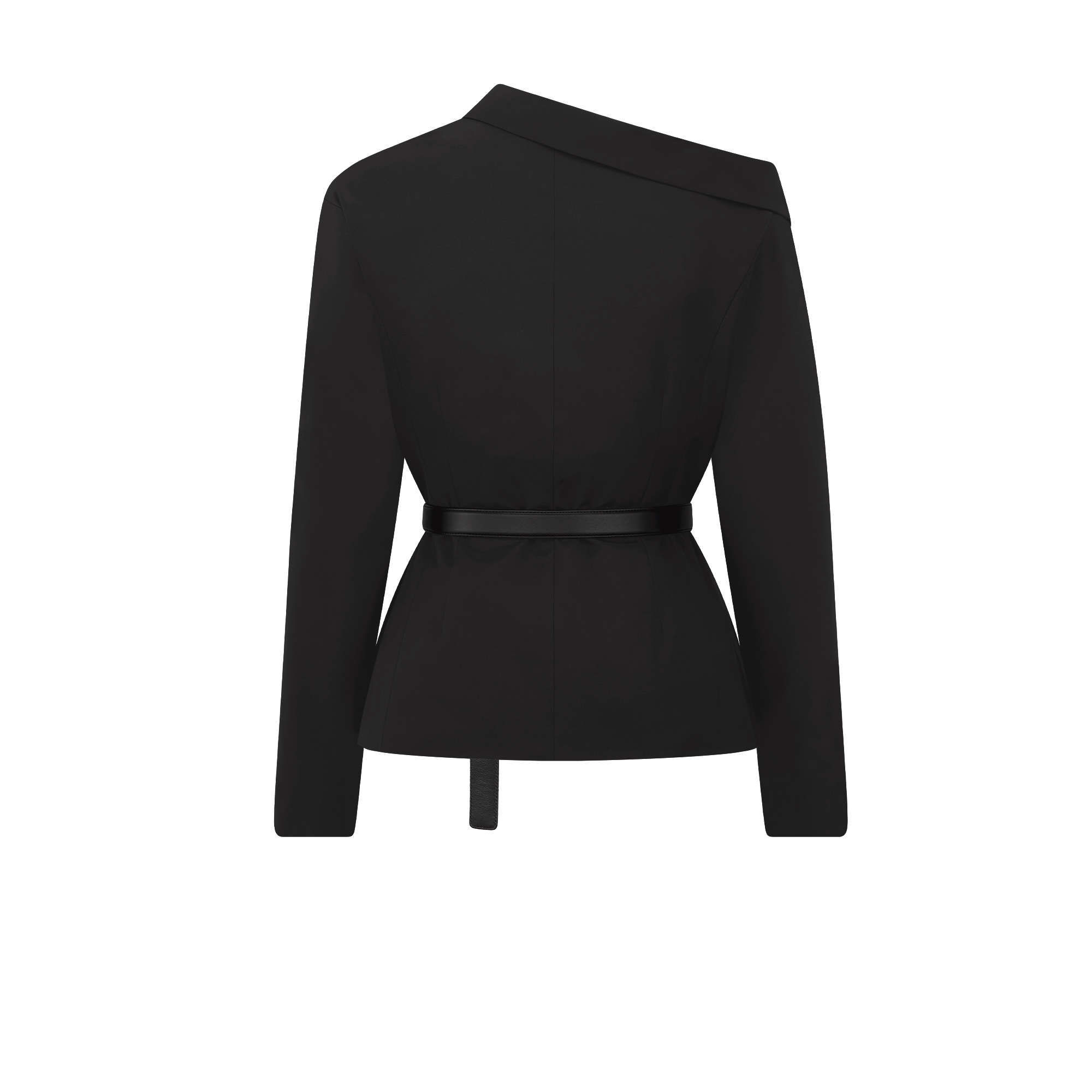 ベルト付き アシンメトリー ジャケット シルク & コットン ファイユ E08