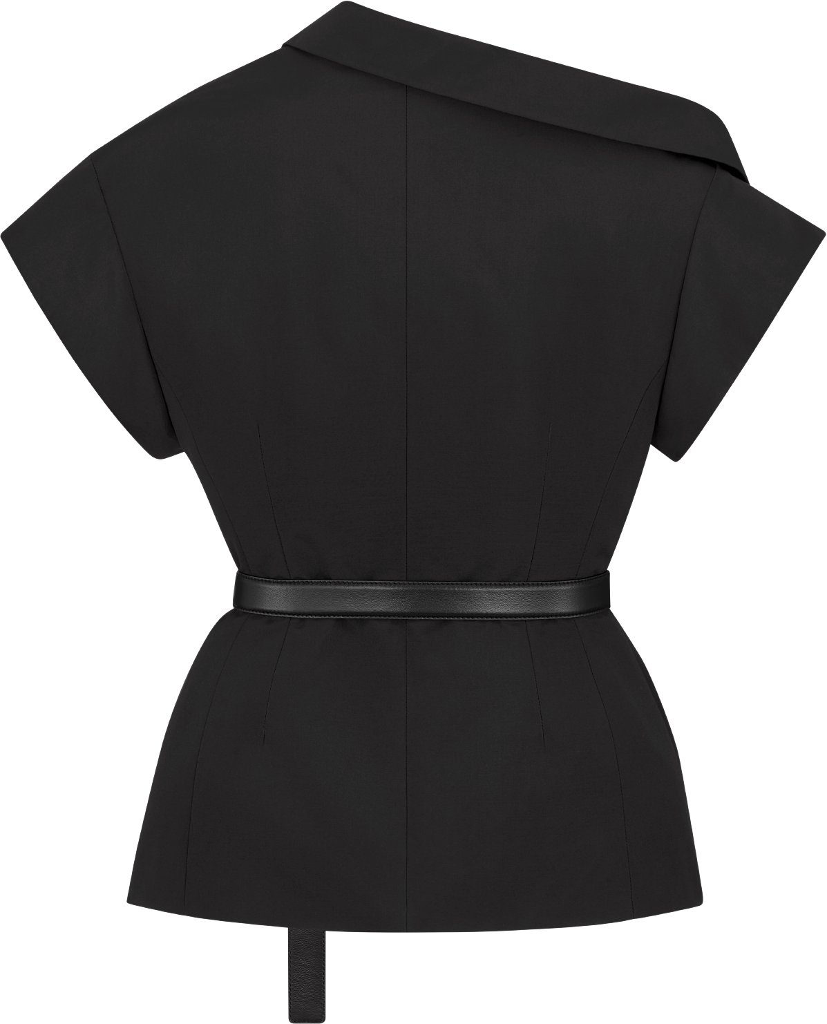 Asymmetric Short-Sleeved Jacket with Belt Back view