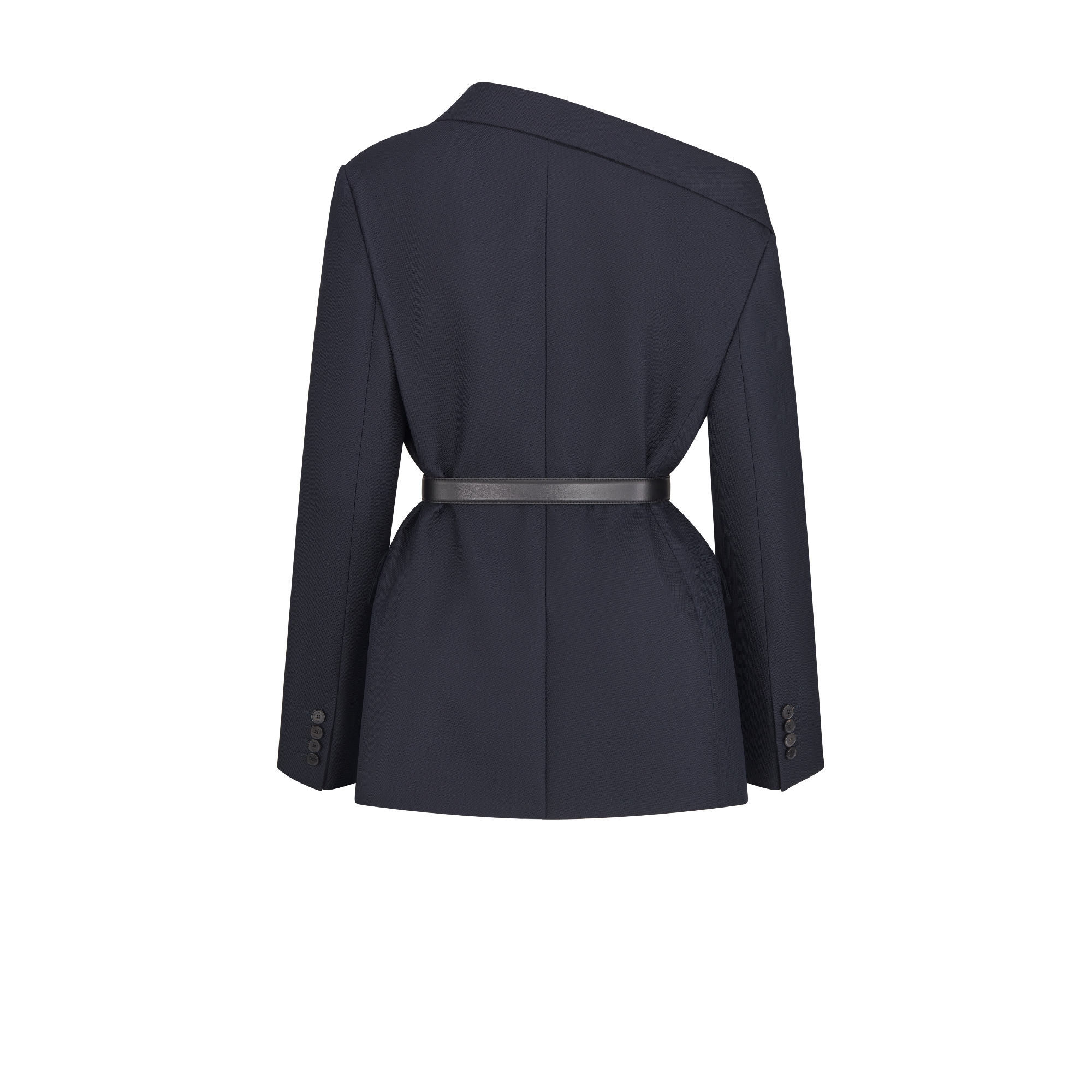 ベルト付き アシンメトリー ブレザー バージンウール & シルク グレインドプードル E08