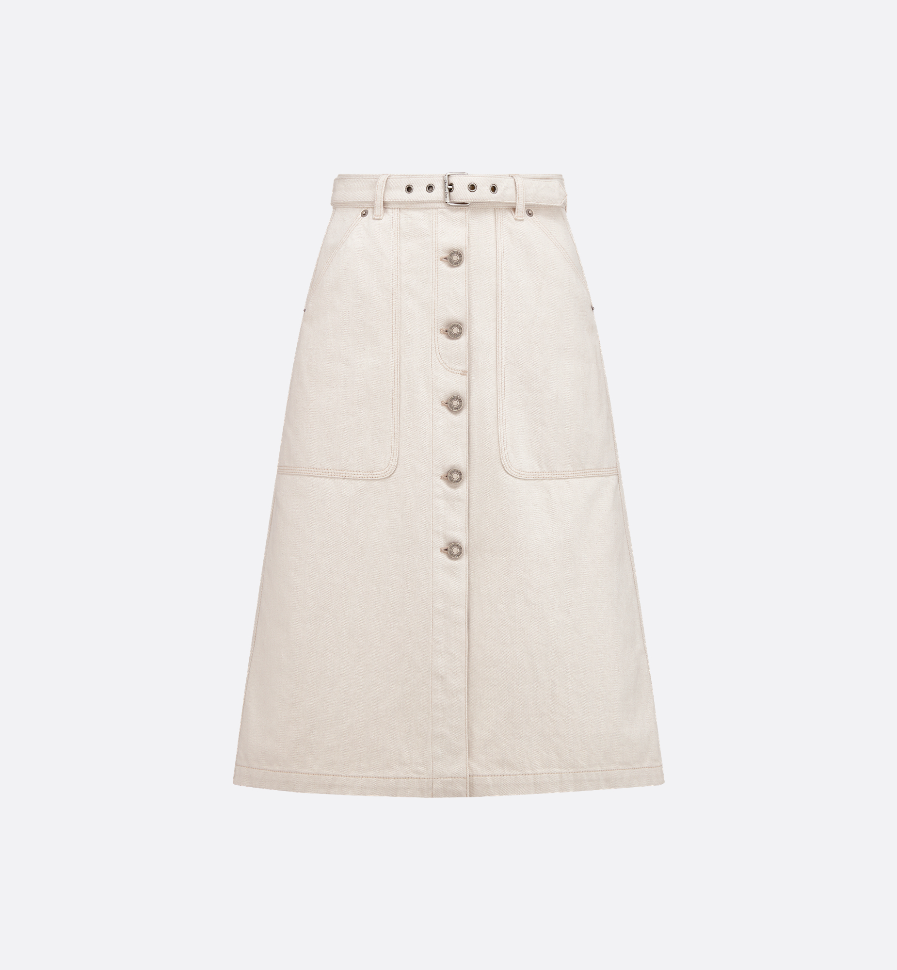Belted Skirt Ecru Cotton Denim with Dior Oblique Interior | DIOR Belted Skirt Ecru Cotton Denim with Dior Oblique Interior | DIOR