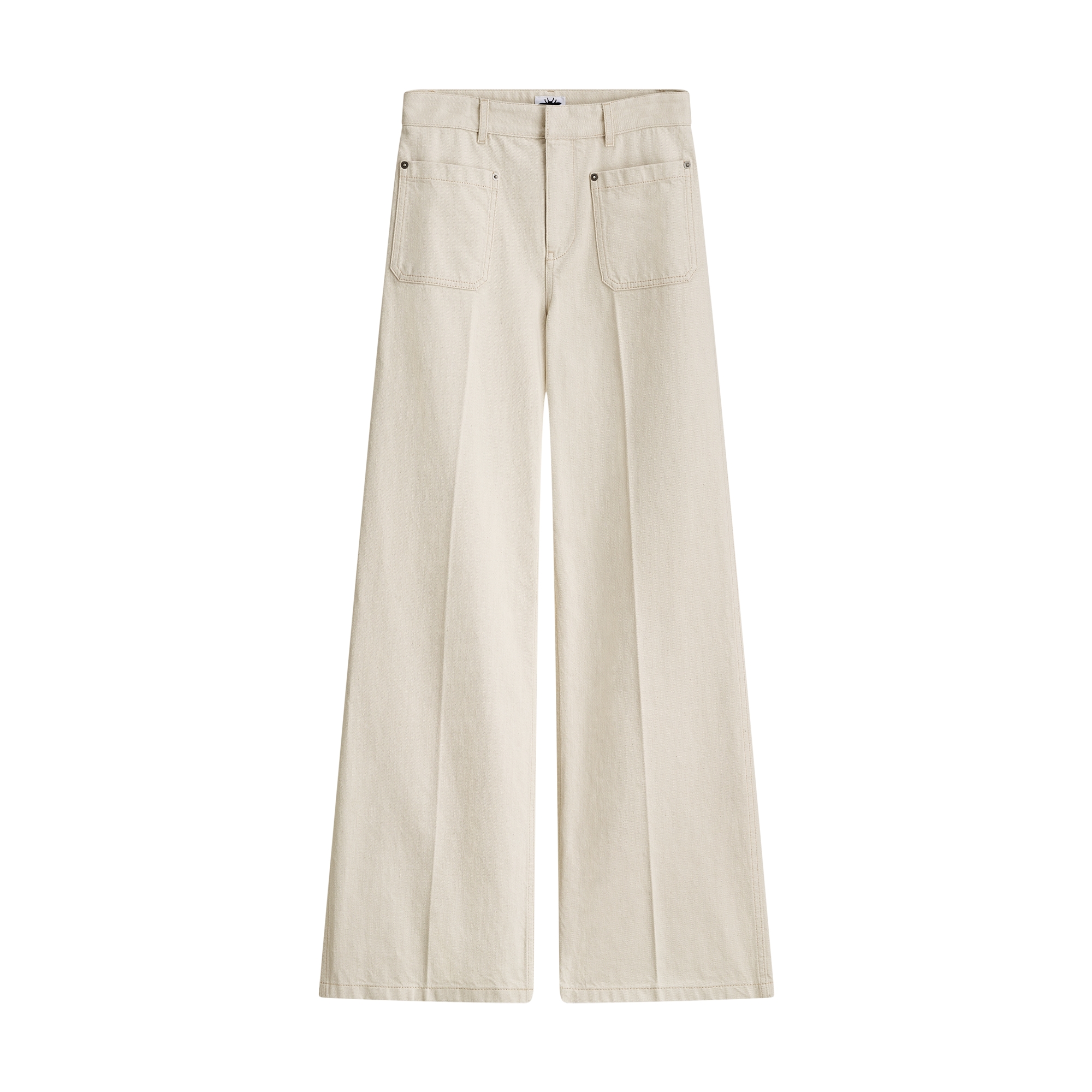 Flared Jeans Ecru Cotton Denim with Dior Oblique Interior E01