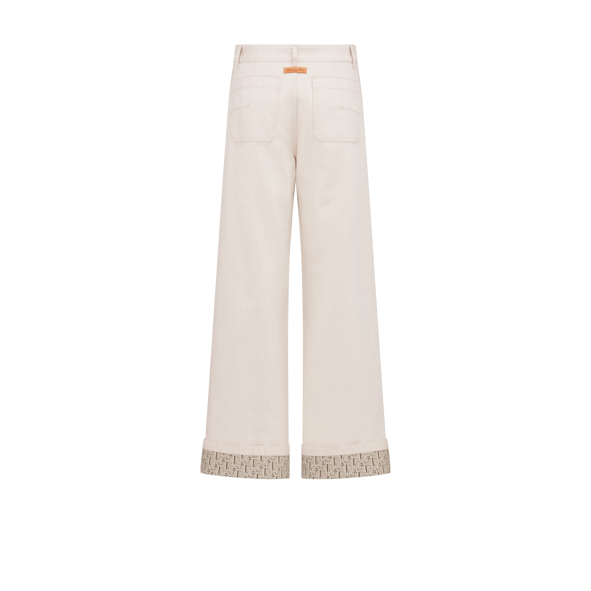 Ausgestellte Jeans Baumwolldenim in Ecru mit Dior Oblique Innenseite E08