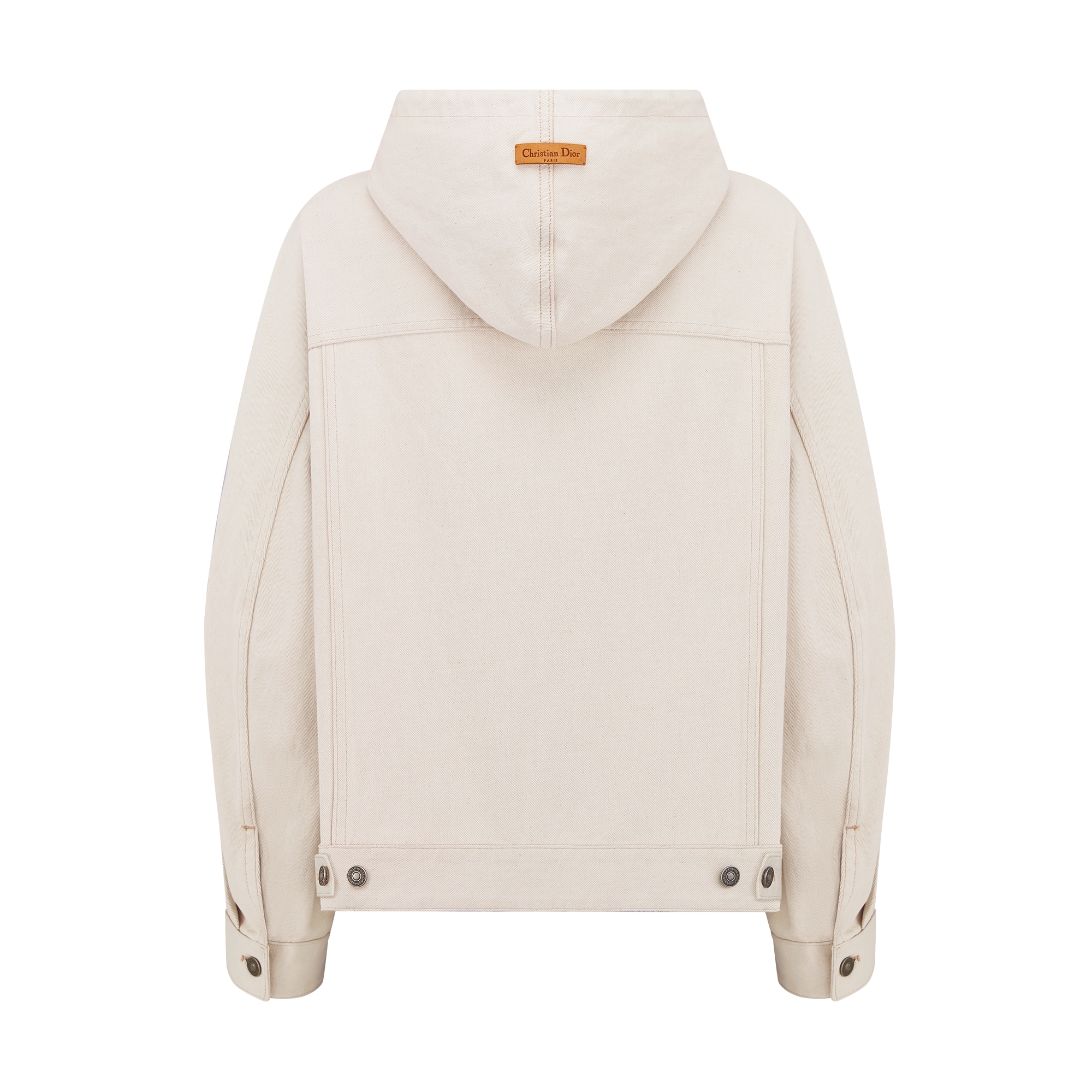 Oversized Hooded Jacket Ecru Cotton Denim with Dior Oblique Interior E08