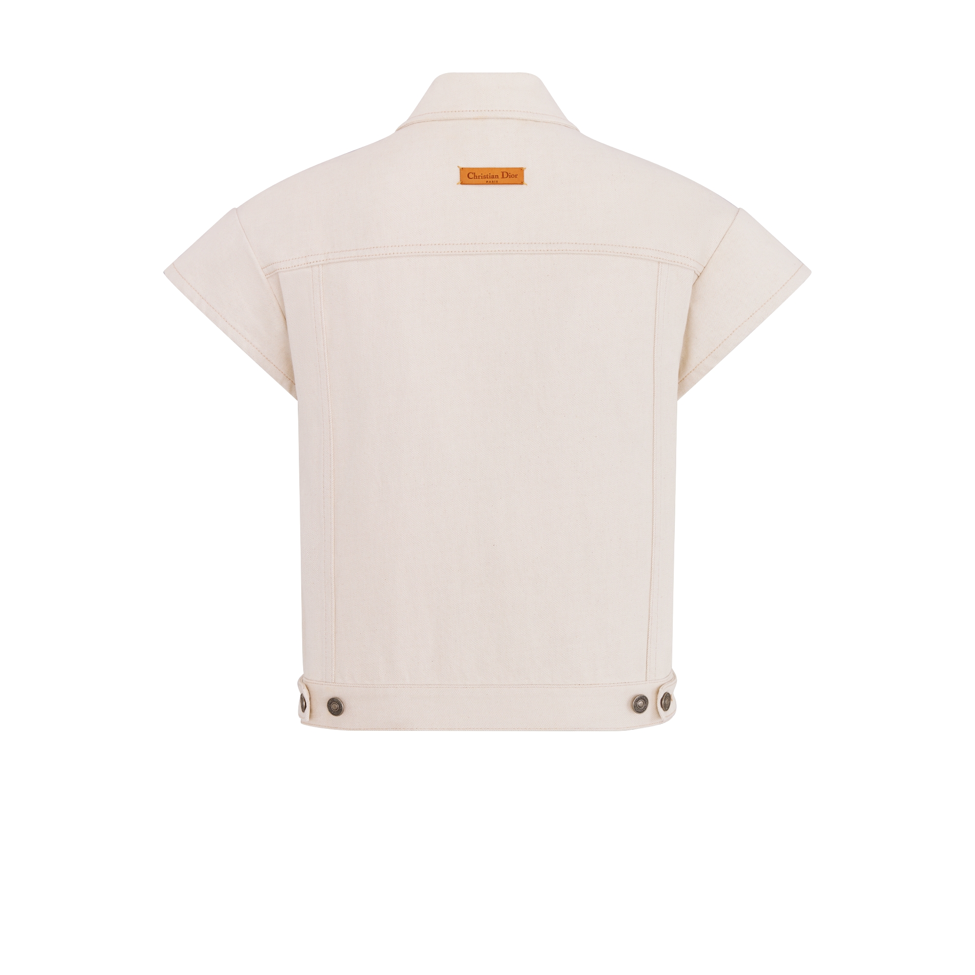 Jacket with Cap Sleeves Ecru Cotton Denim with Dior Oblique Interior E08