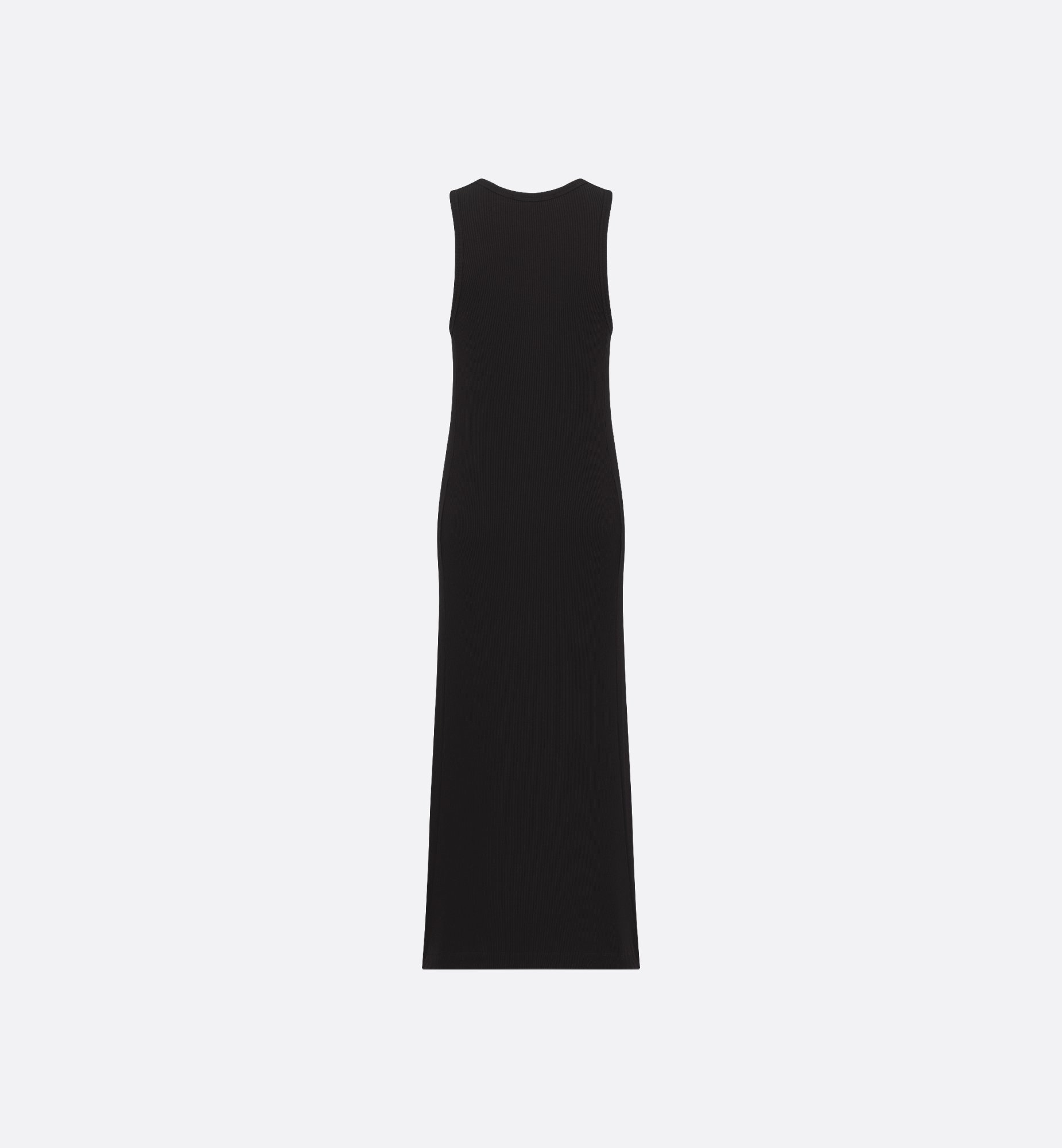Mid-Length Straight Dress Black Ribbed Cotton Jersey | DIOR Mid-Length Straight Dress Black Ribbed Cotton Jersey | DIOR
