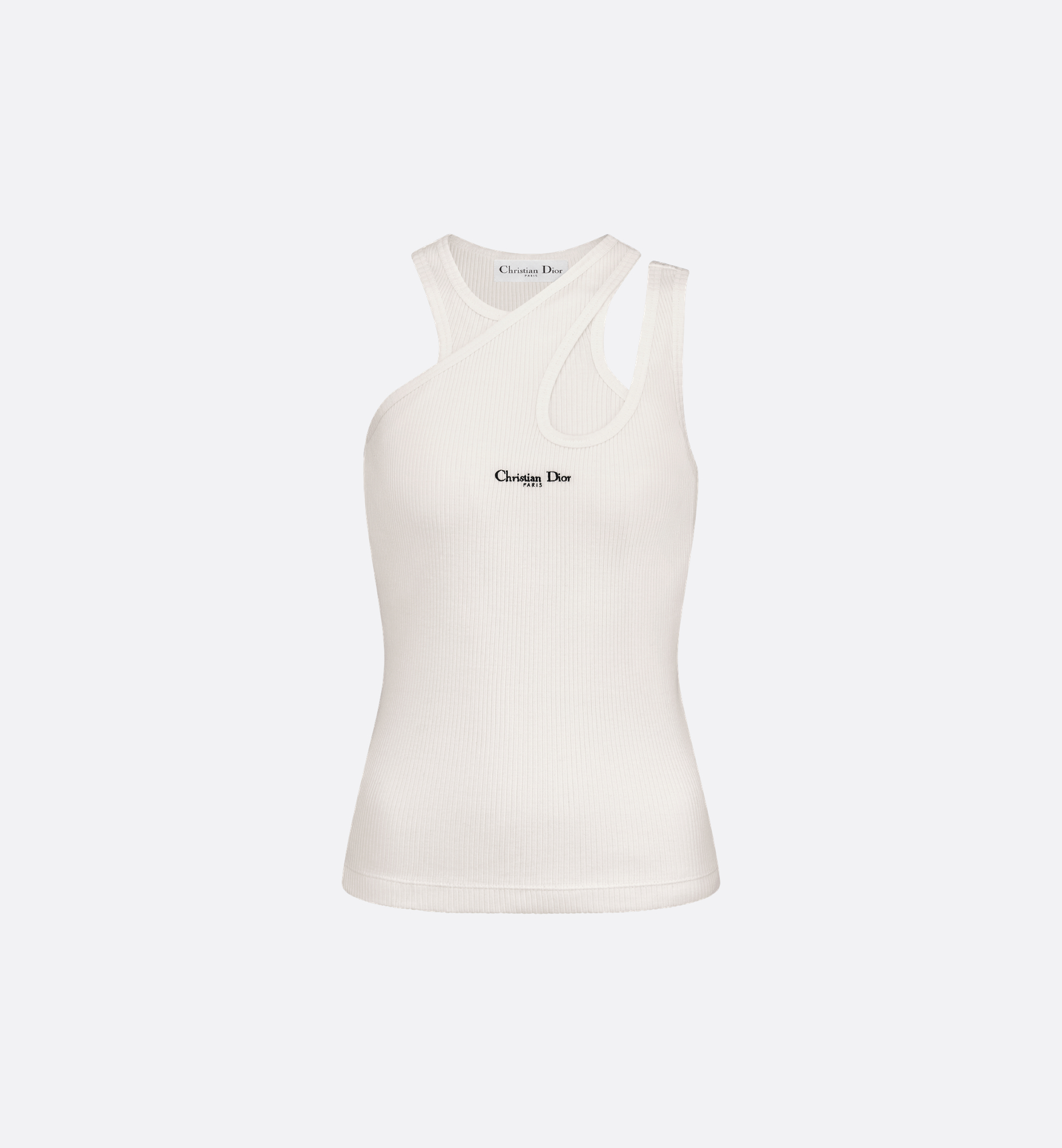 Asymmetric Tank Top White Ribbed Cotton Jersey | DIOR Asymmetric Tank Top White Ribbed Cotton Jersey | DIOR