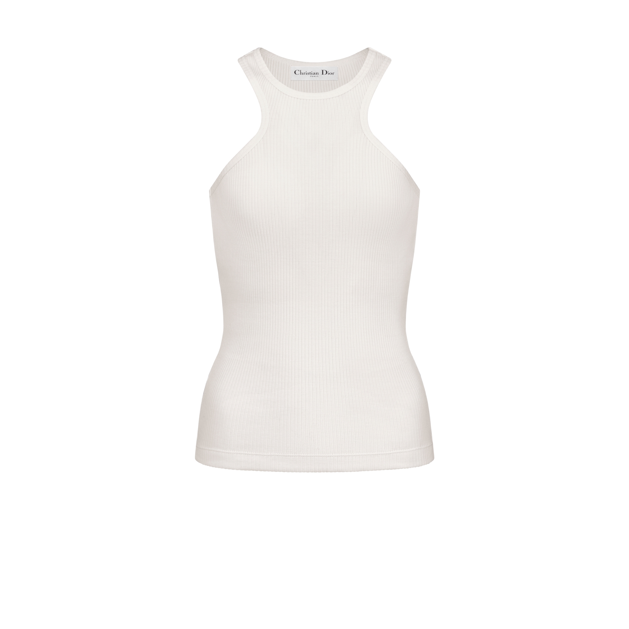 Asymmetric Tank Top White Ribbed Cotton Jersey | DIOR
