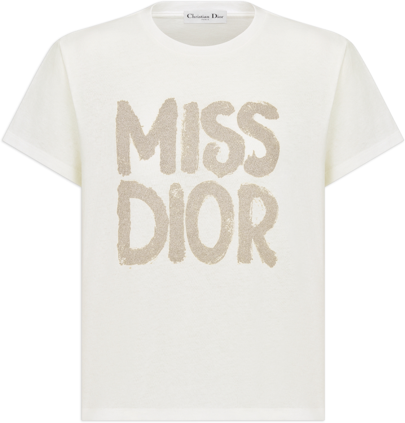 T-shirt Miss Dior Jersey di cotone ??cru con motivo Miss Dior Graffiti ...