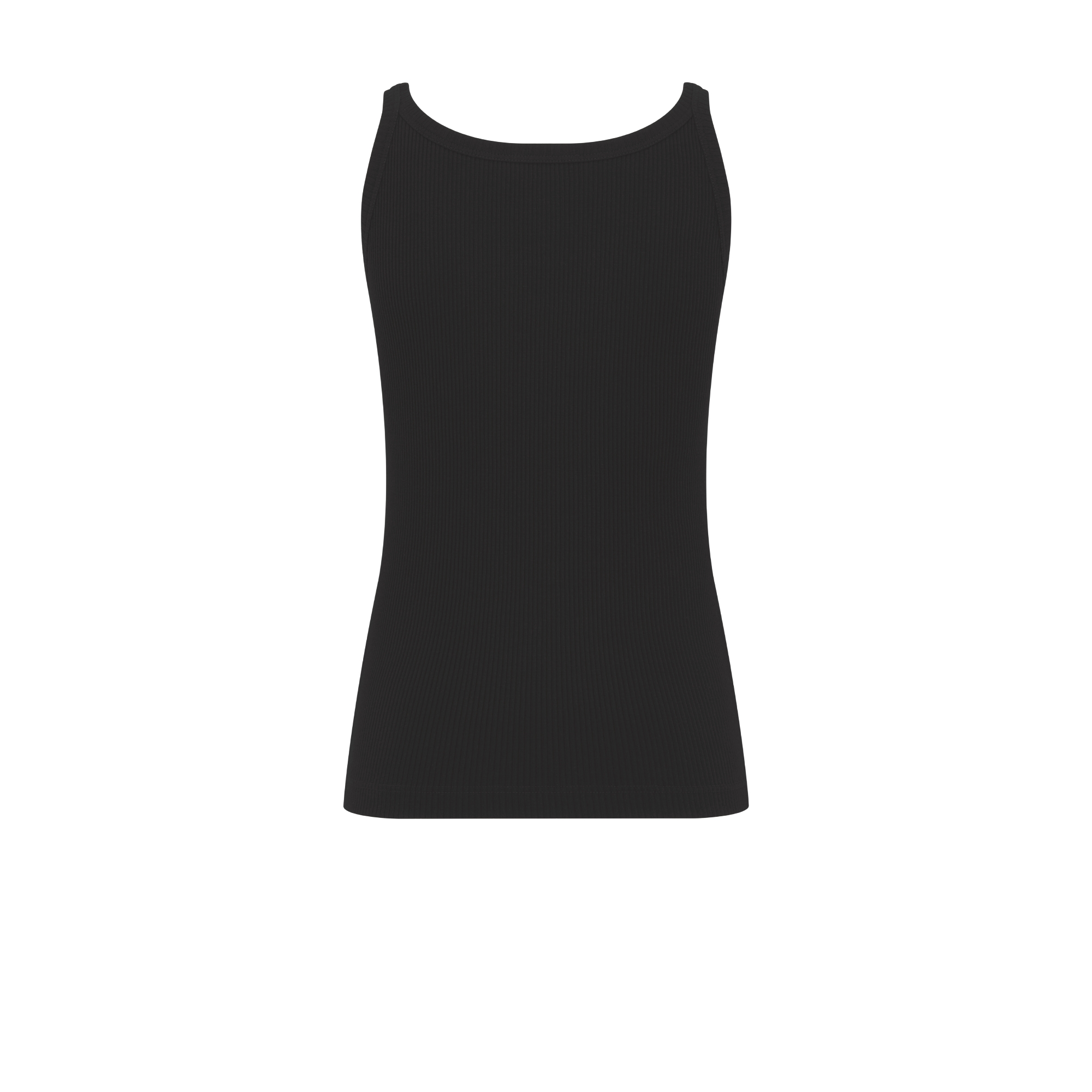Tank Top Black Ribbed Cotton Jersey E08