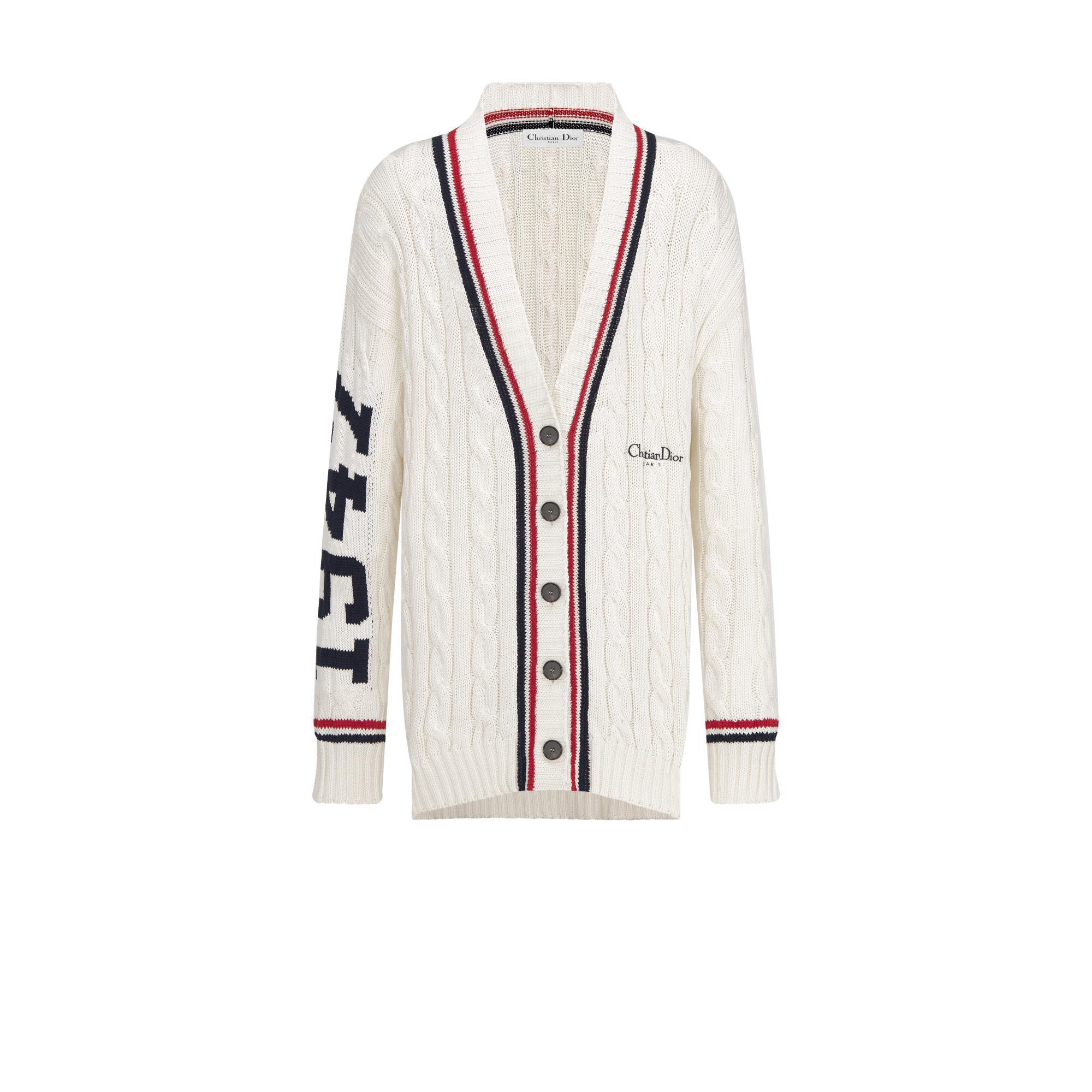 Dior Vibe Oversized Cardigan Navy Blue Three-Tone Cotton Cable