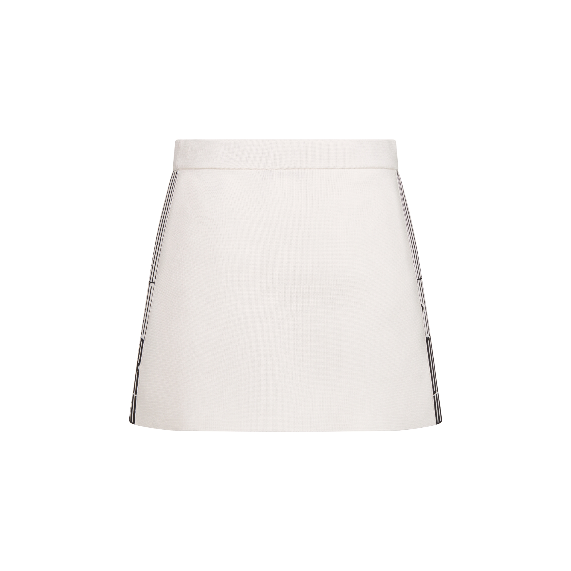 Flared Miniskirt Ecru Compact Technical Knit with Black Dior Graphique Motif E08