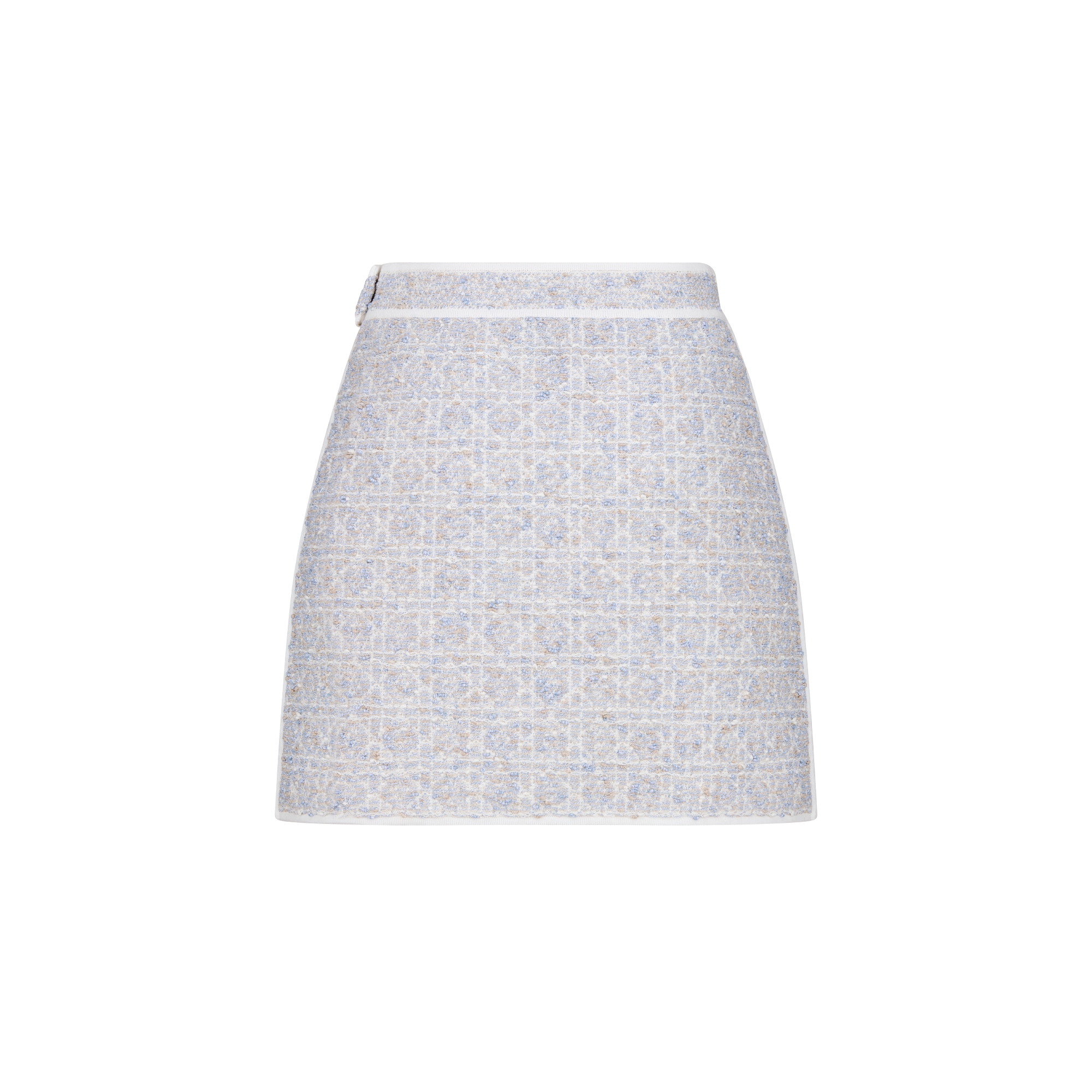 Macrocannage Miniskirt Sky Blue Cotton-Blend Tweed Knit E08