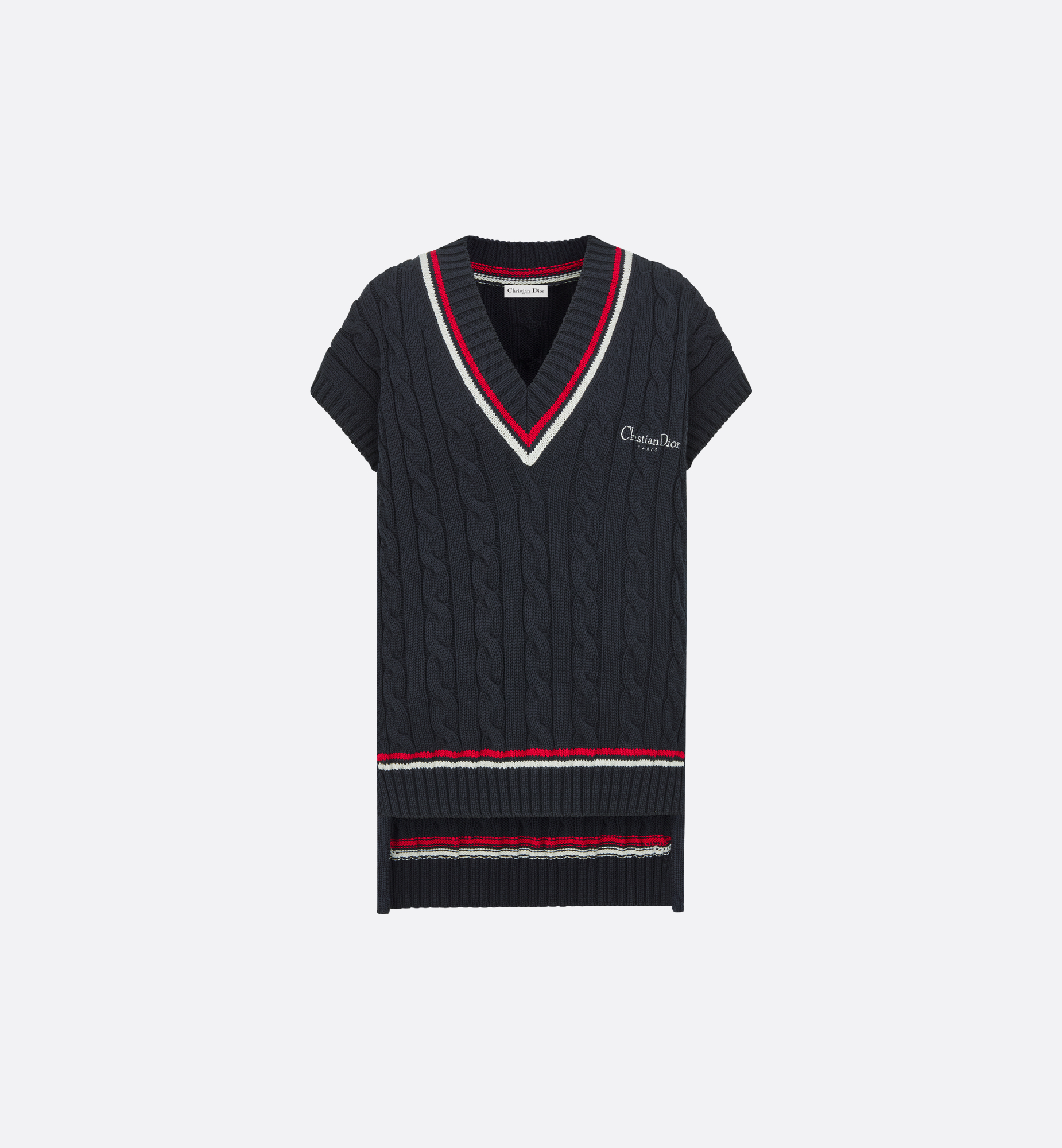 Dior Vibe Oversized Sweater Vest Navy Blue Three-Tone Cotton Dior Vibe Oversized Sweater Vest Navy Blue Three-Tone Cotton