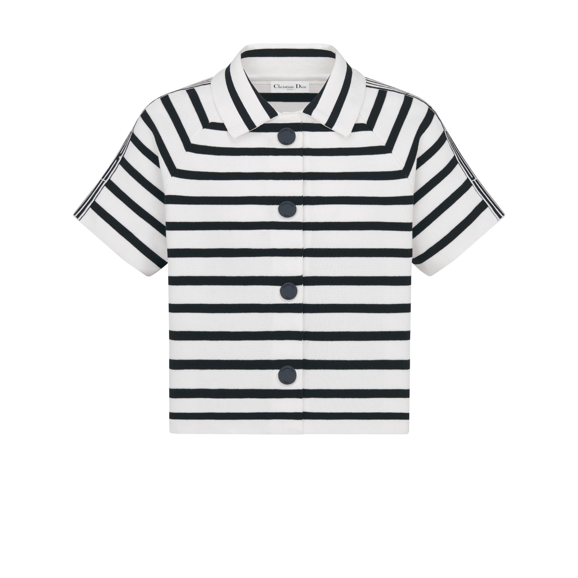 Dior Marinière Cropped Jacket Navy Blue and White Cotton Knit with