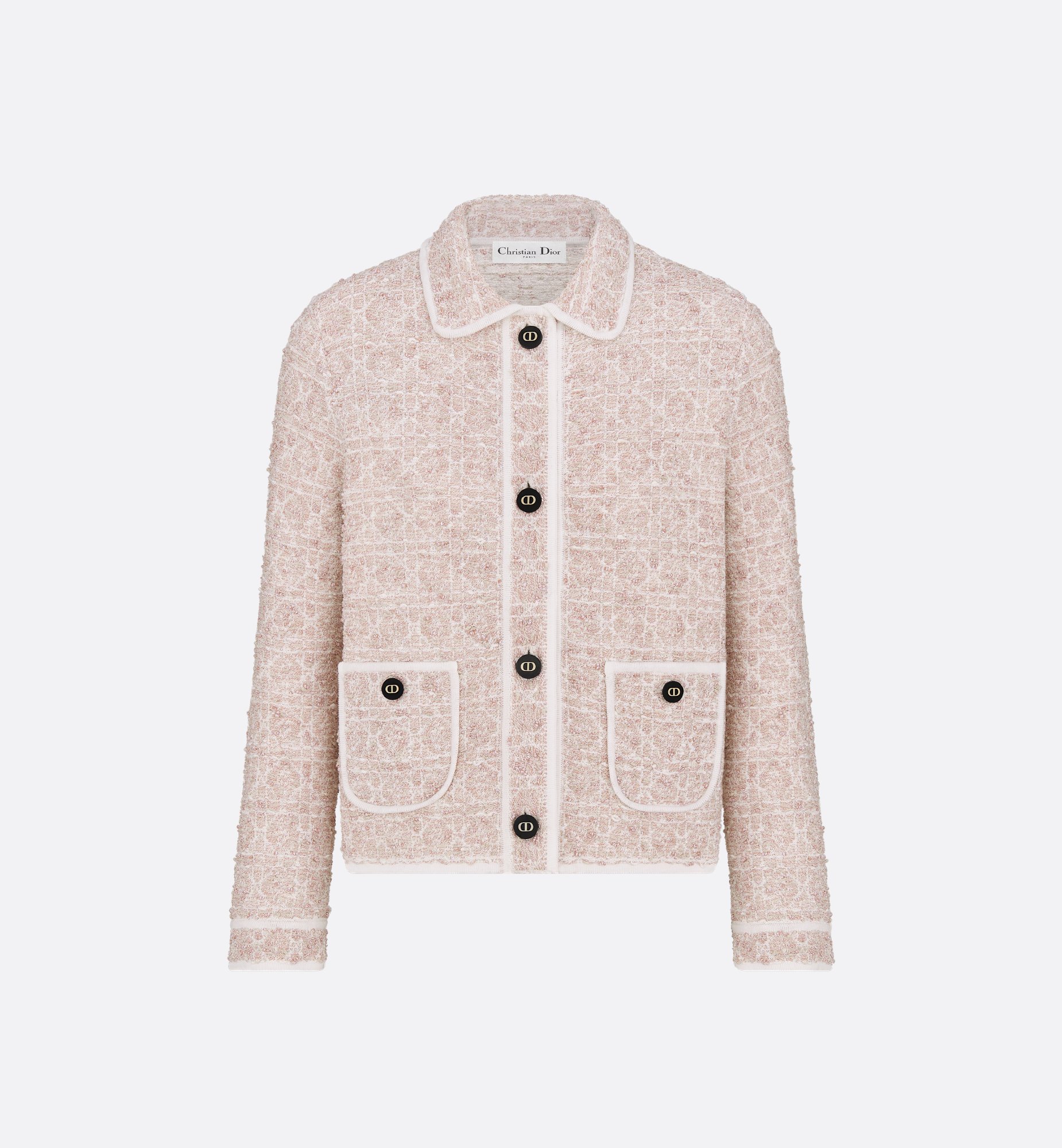 Macrocannage Jacket Peach Blossom Pink Cotton-Blend Tweed Macrocannage Jacket Peach Blossom Pink Cotton-Blend Tweed