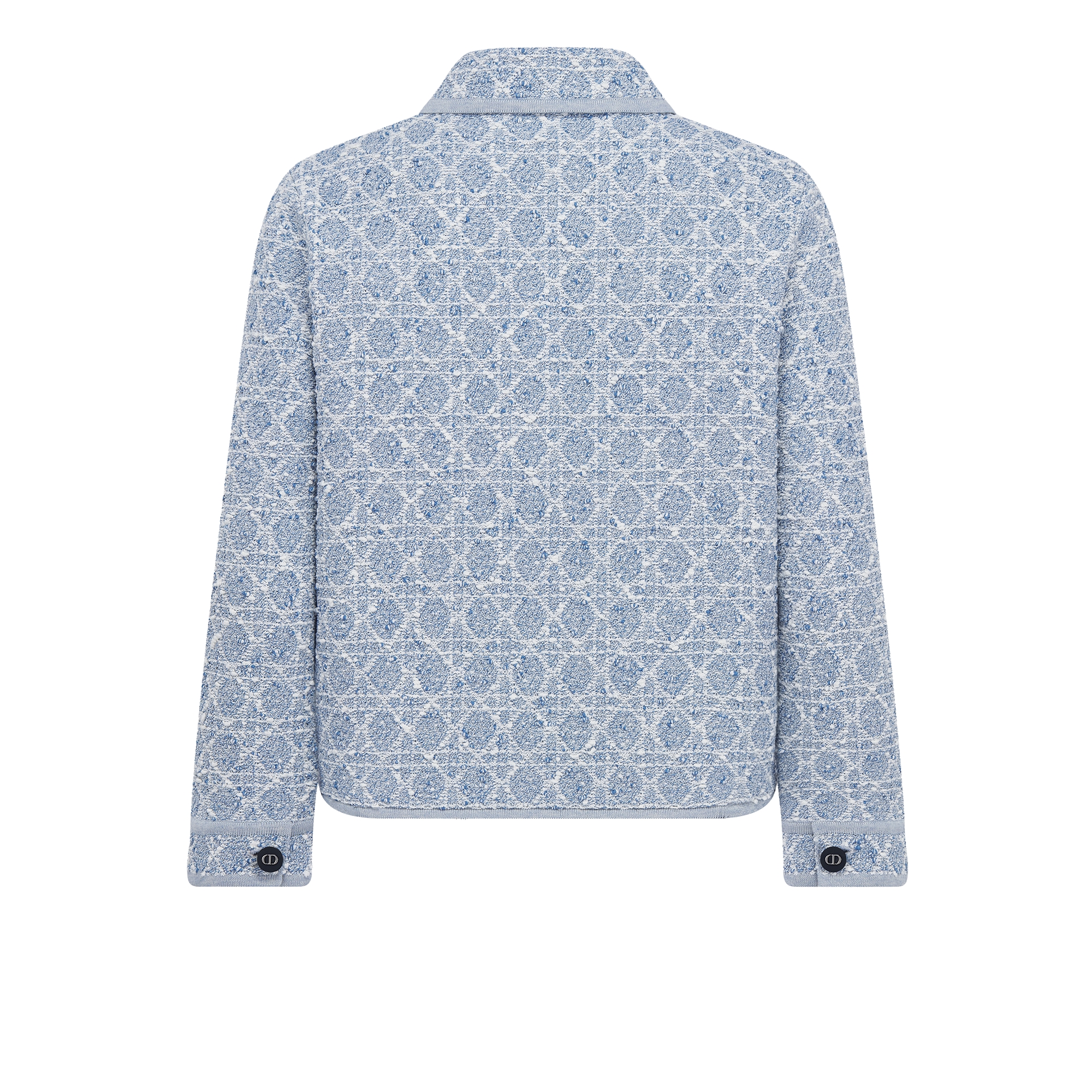 Macrocannage Jacket Chambray Blue Cotton-Blend Tweed Knit E08