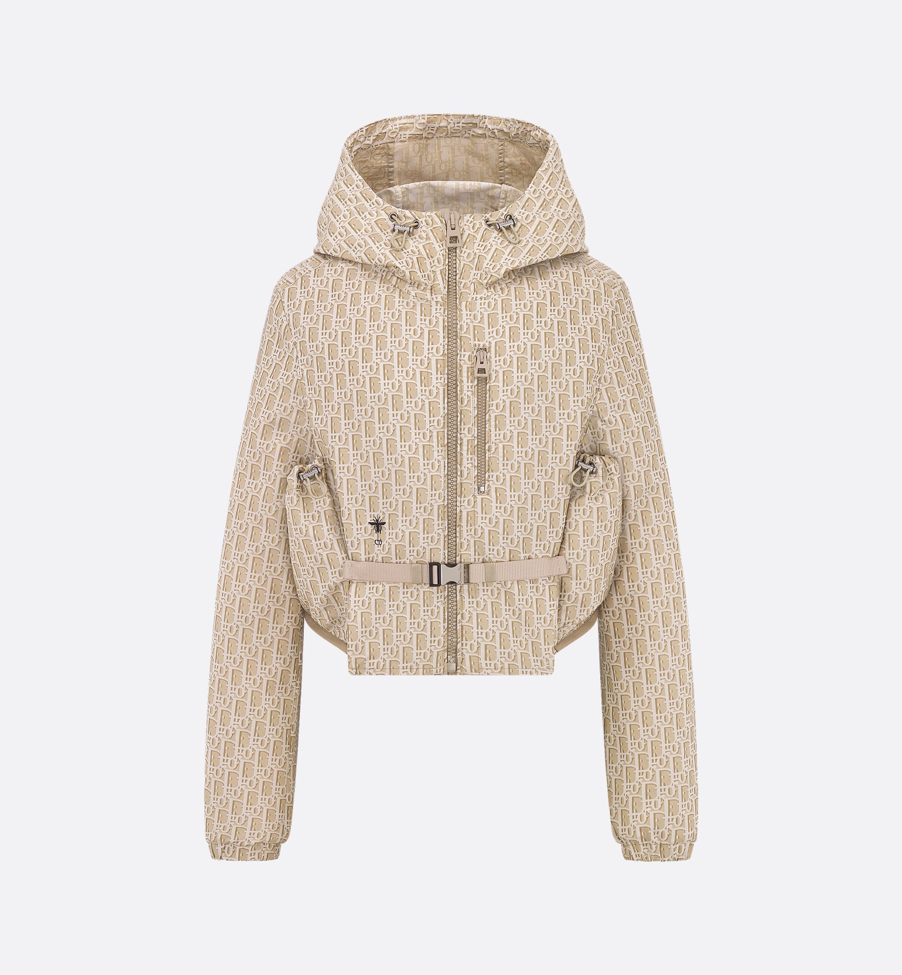 Hooded Jacket Beige Technical Jacquard Taffeta with Dior Hooded Jacket Beige Technical Jacquard Taffeta with Dior