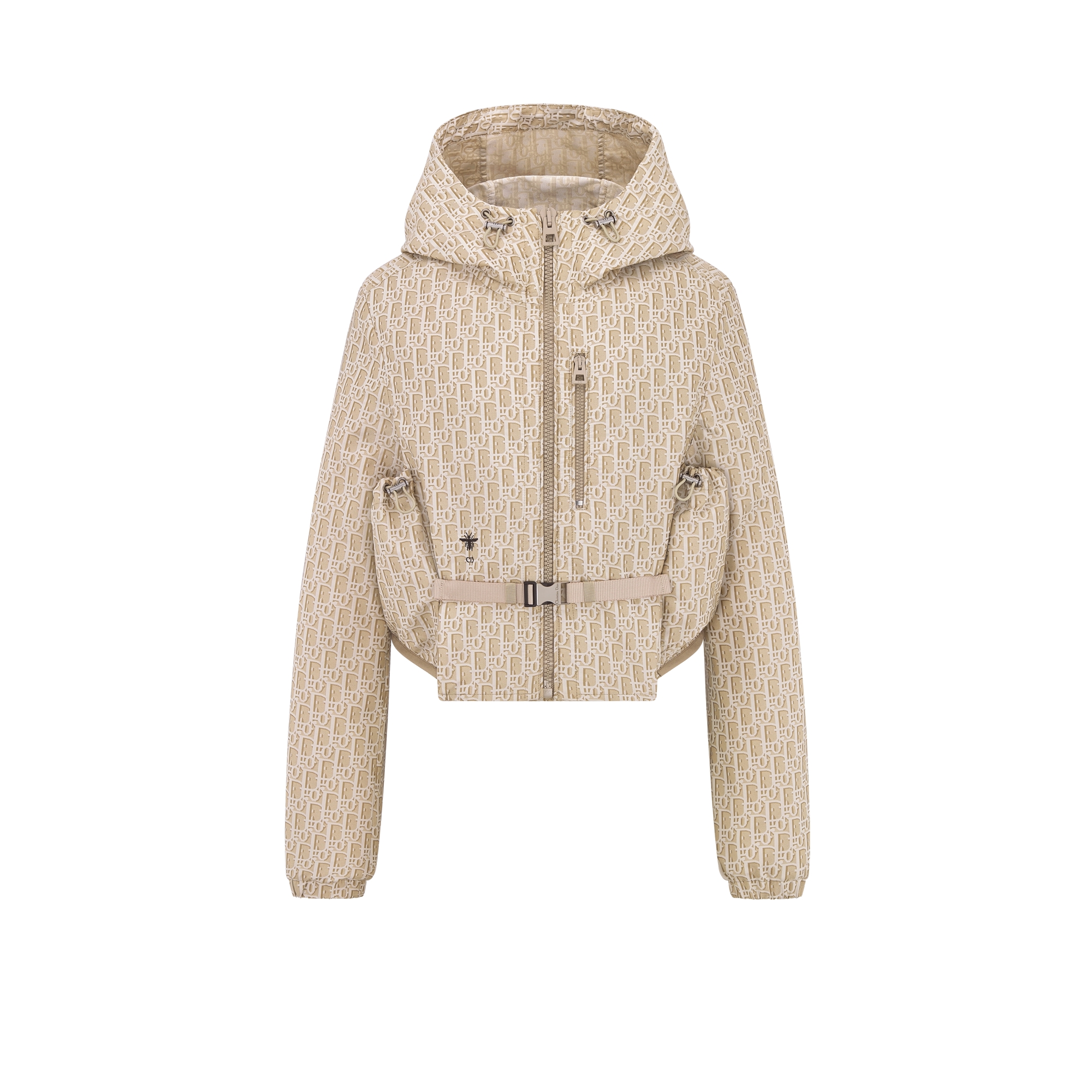 Cropped Hooded Jacket Beige Technical Jacquard Taffeta with Dior