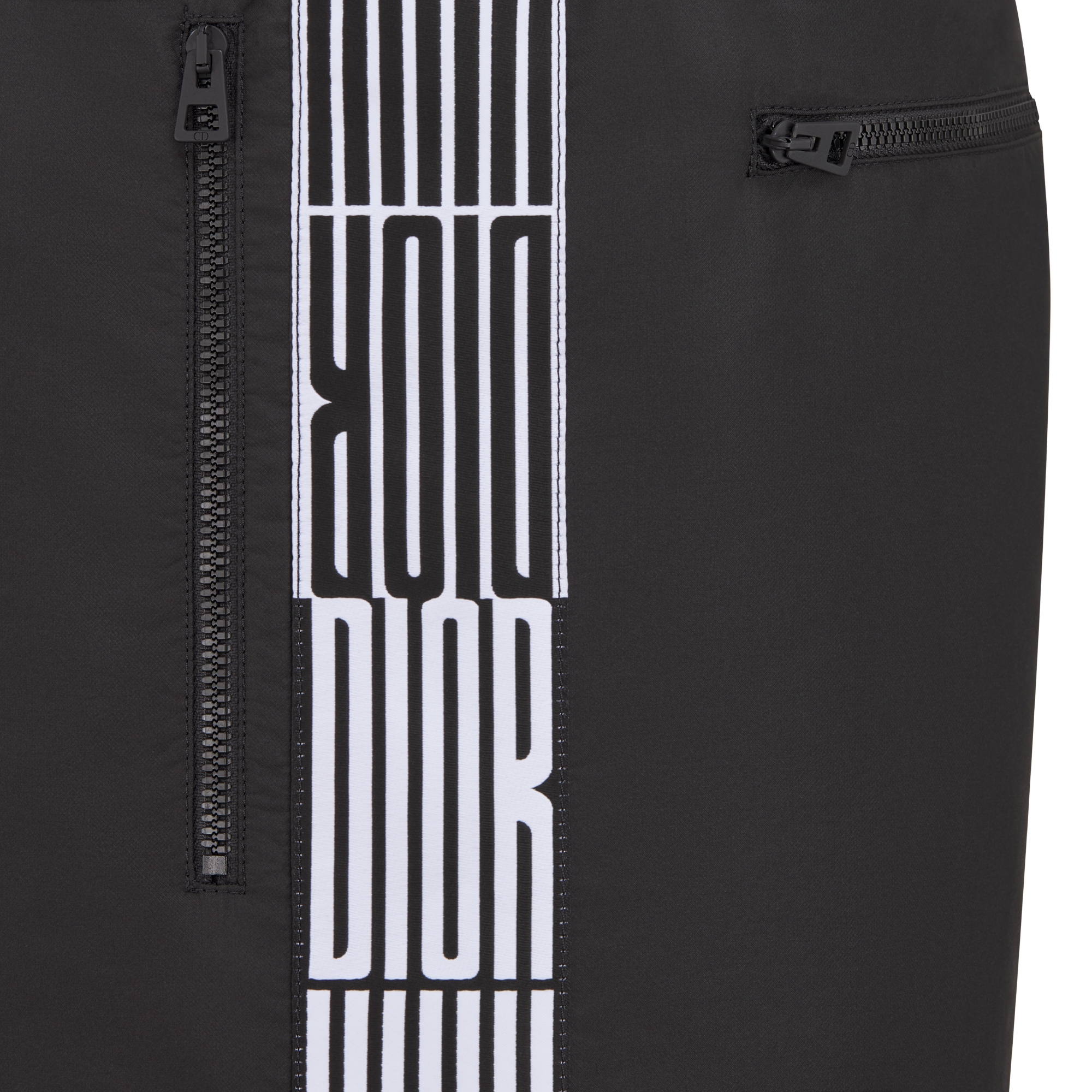 Bermuda Shorts Black Jacquard Technical Taffeta with White Dior Graphique Motif E09
