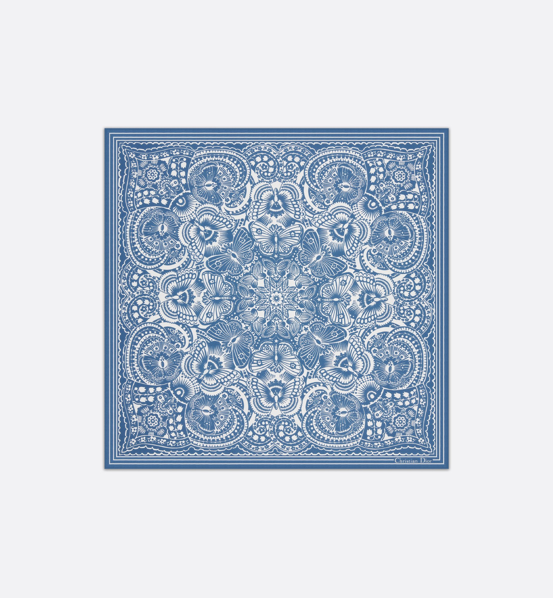 Dway Slide Embroidered Cotton and Celestial Blue and White D Dway Slide Embroidered Cotton and Celestial Blue and White D