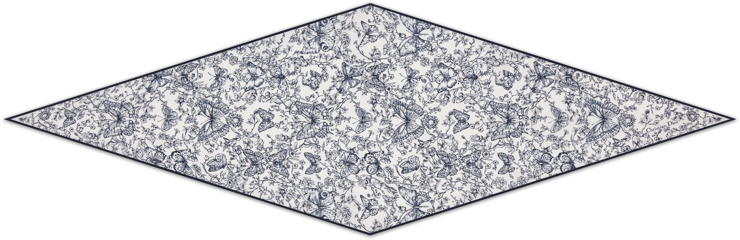 Toile de Jouy Papillon Dior 다이아몬드 스카프 aria_frontView