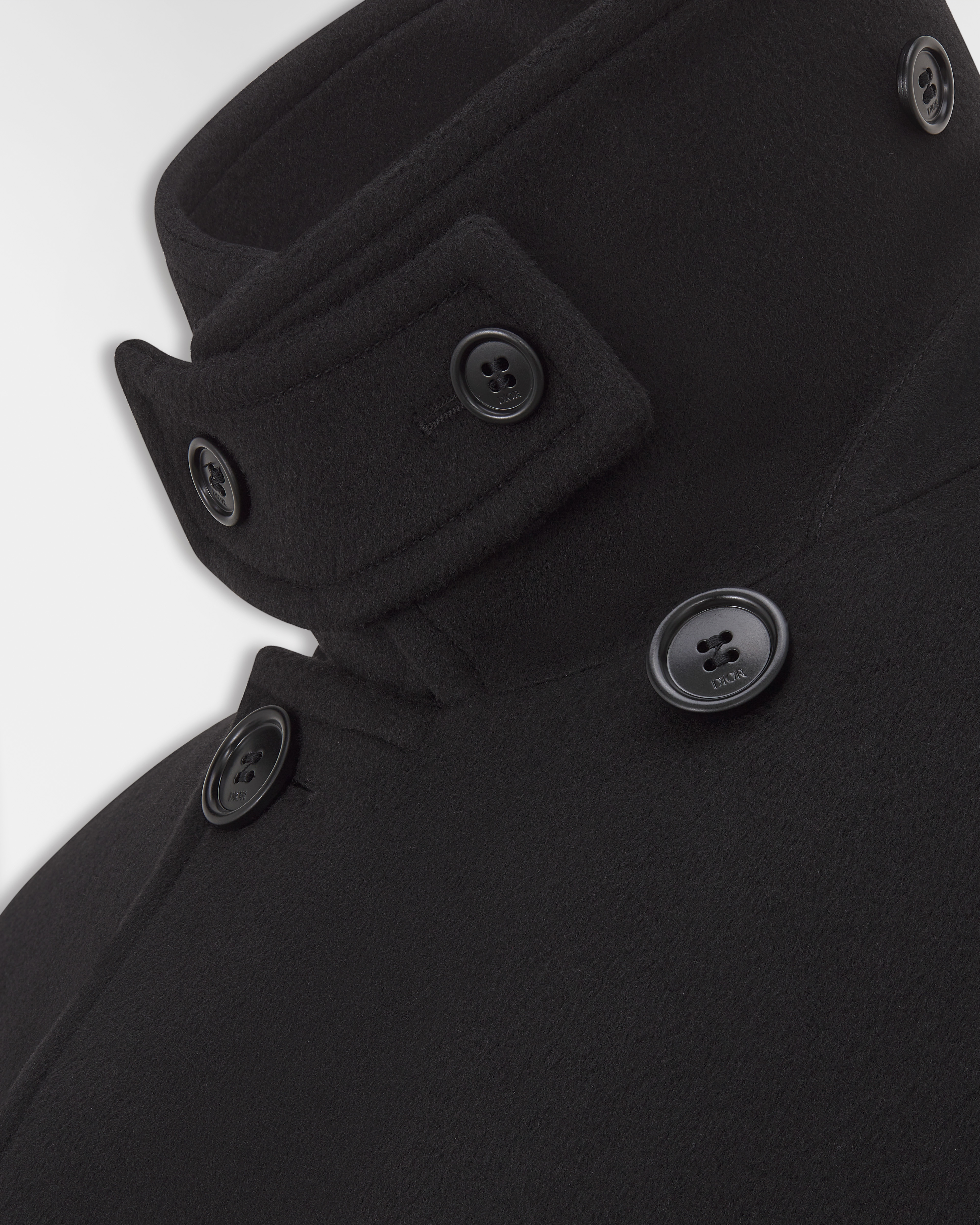 Caban Panno di cachemire nero E09